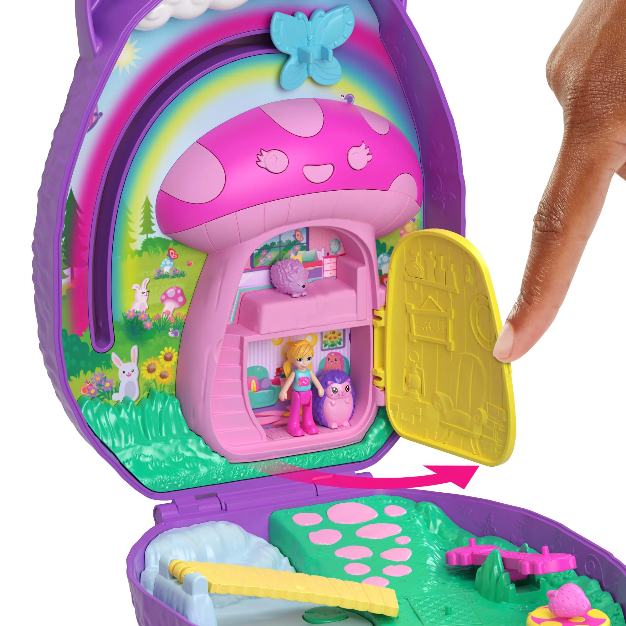Polly Pocket Mamá Y Bebé Erizo Conjunto De Juego De Bolso Con 2 Muñequitos Y 16 Accesorios, Incluidas Mascotas - Image 3