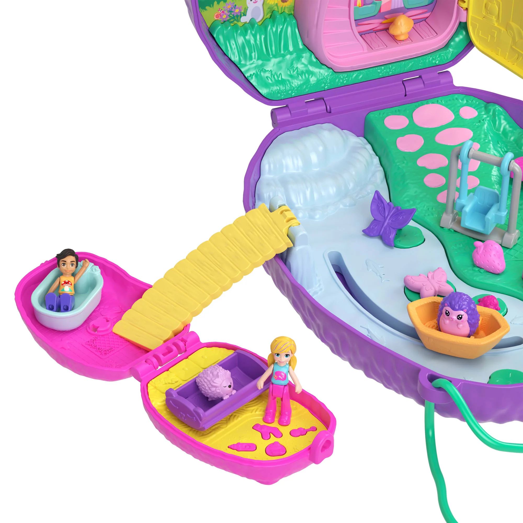 Polly Pocket Mamá Y Bebé Erizo Conjunto De Juego De Bolso Con 2 Muñequitos Y 16 Accesorios, Incluidas Mascotas - Image 4