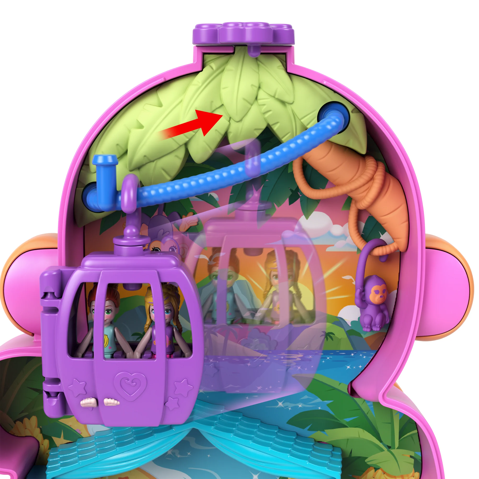 Polly Pocket Mamma Scimmia E Scimmietta, Playset Con 2 Micro Bambole, Animali E 13 Accessori, Borsetta E Giocattolo 2 In 1 - Image 3
