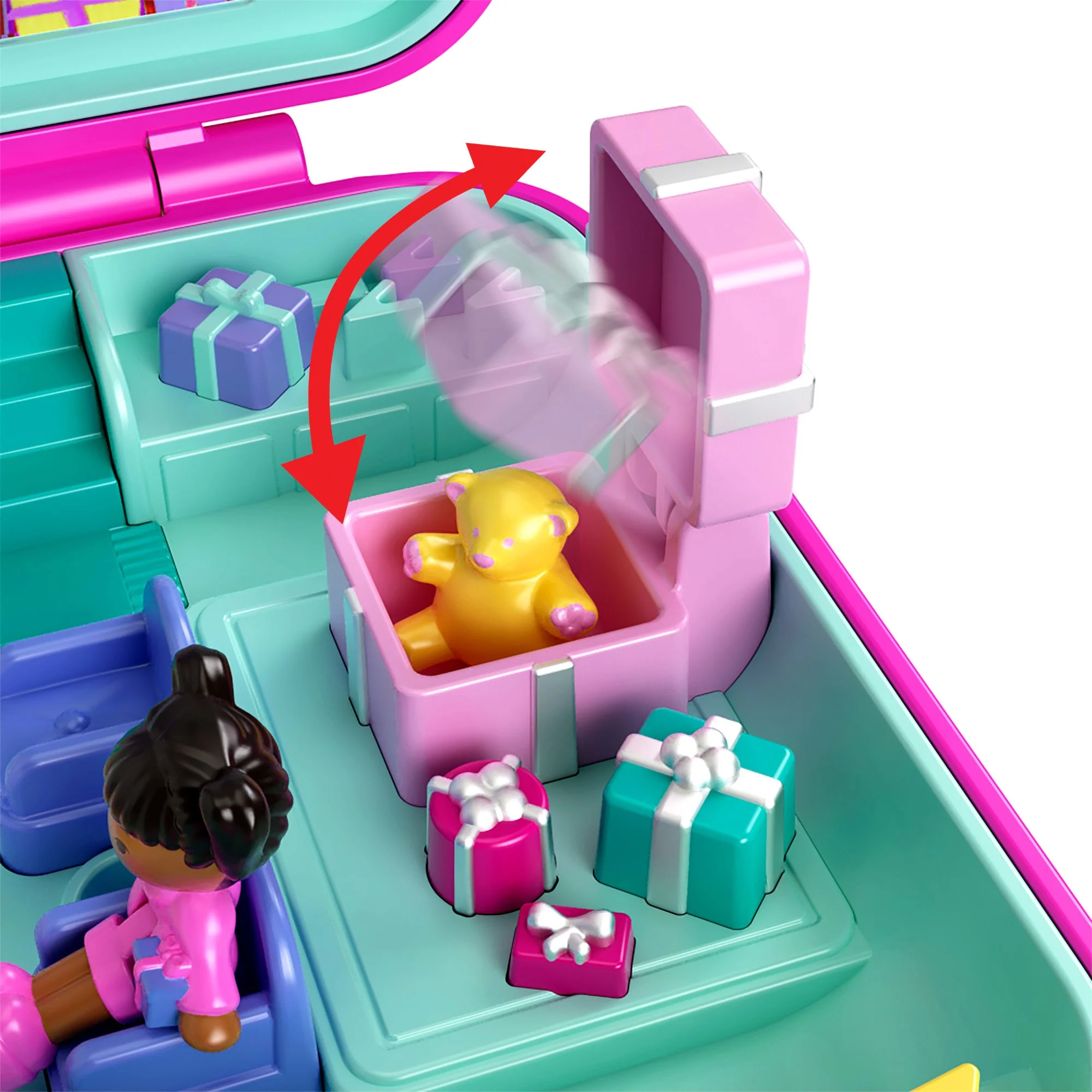 Polly Pocket Mattel Cofanetto 80 Anniversario, Casa Delle Bambole A Tema Festivo, 1 Cucciolo E Mobili, Bambola E Playset - Image 5
