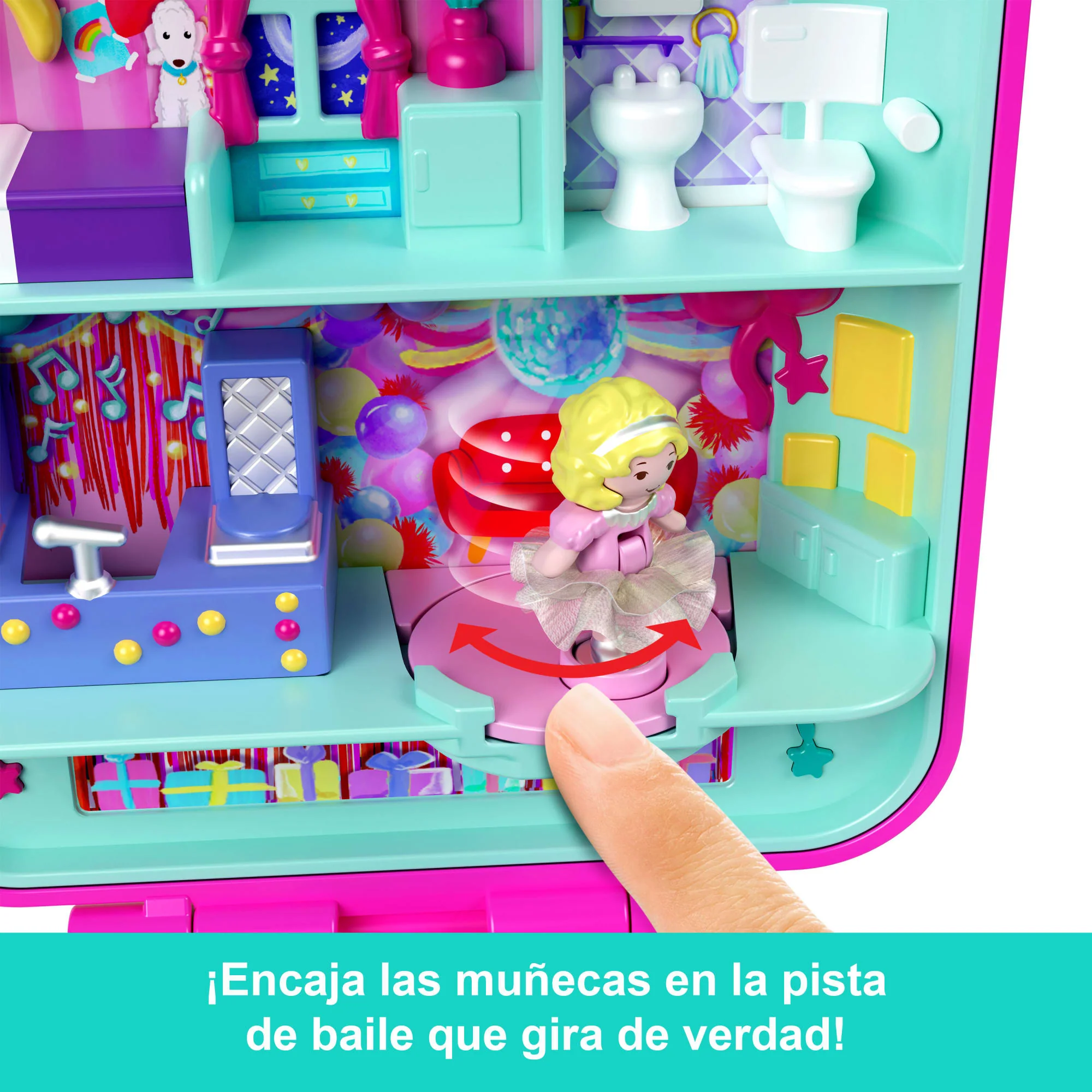 Conjunto De Estuche Homenaje Del 80. Aniversario De Mattel Y Muñeca De Polly Pocket, Casa De Muñecas Con Temática De Celebración, 1 Mascota Y Muebles - Image 3