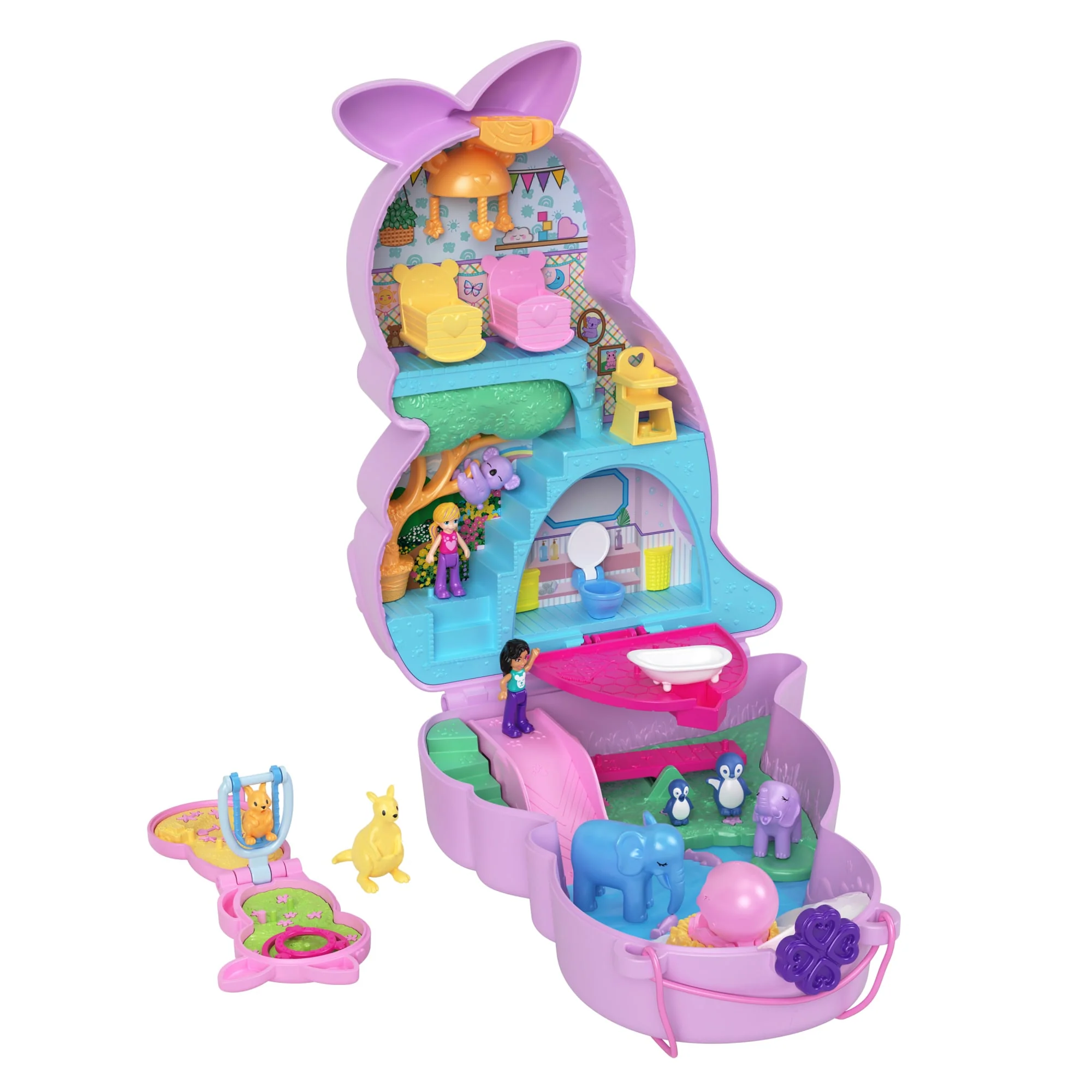 Polly Pocket Mini Toys, Wearable Purse Compact Playsets with 2 Dolls - Image 8