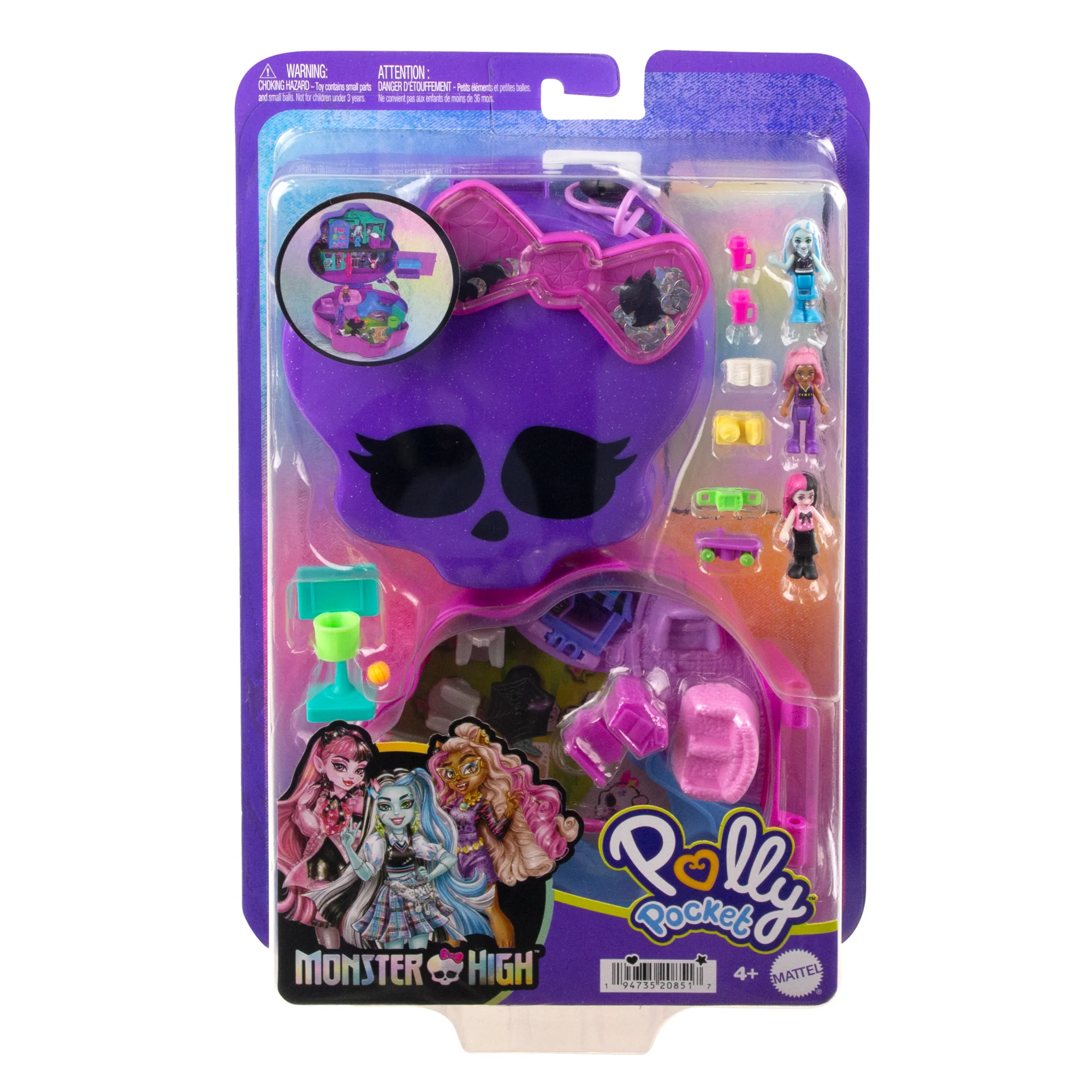 Estuche De Polly Pocket Y Monster High Con 3 Muñequitas Y 10 Accesorios, Se Convierte En Instituto Al Abrirse - Image 6