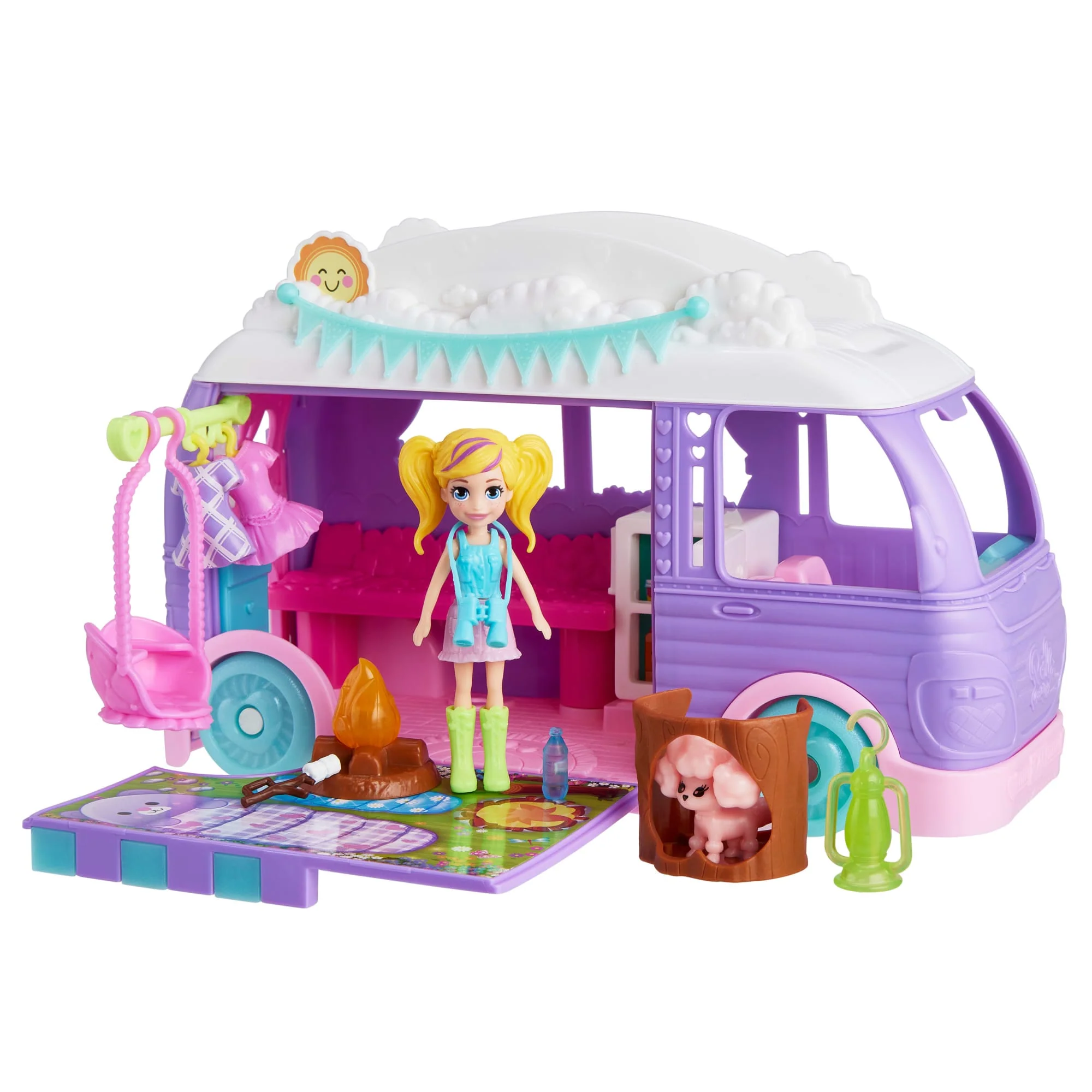 Polly Pocket Muhteşem Karavan, Bebek Ve Evcil Hayvan Oyun Seti, Kamp Ve Yiyecek Temalı Aksesuarlar, Seyahat Oyuncağı