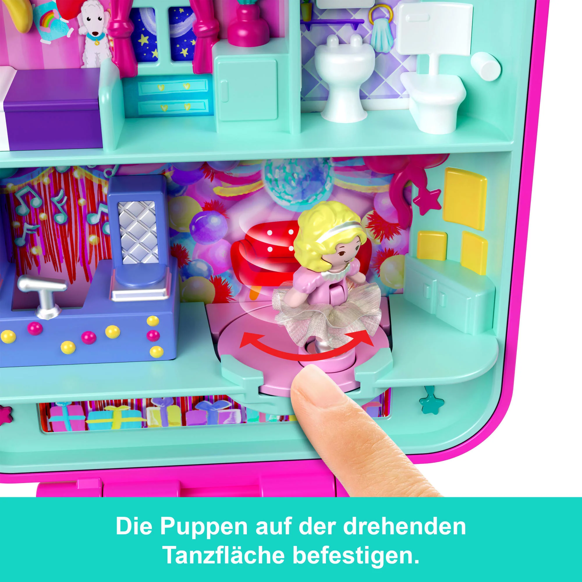 Polly Pocket Puppe Und Spielset, Nostalgie-Schatulle Zum 80. Jubiläum Von Mattel, Puppenhaus Zum Thema Feierspaß, 1 Tier Und Möbel - Image 3