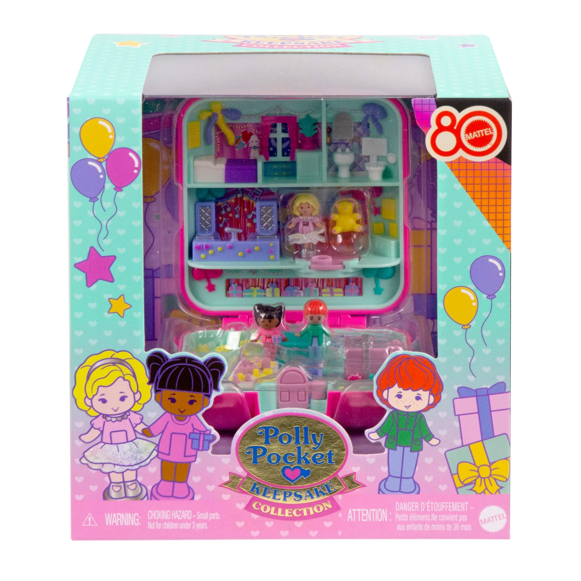 Polly Pocket Puppe Und Spielset, Nostalgie-Schatulle Zum 80. Jubiläum Von Mattel, Puppenhaus Zum Thema Feierspaß, 1 Tier Und Möbel - Image 6