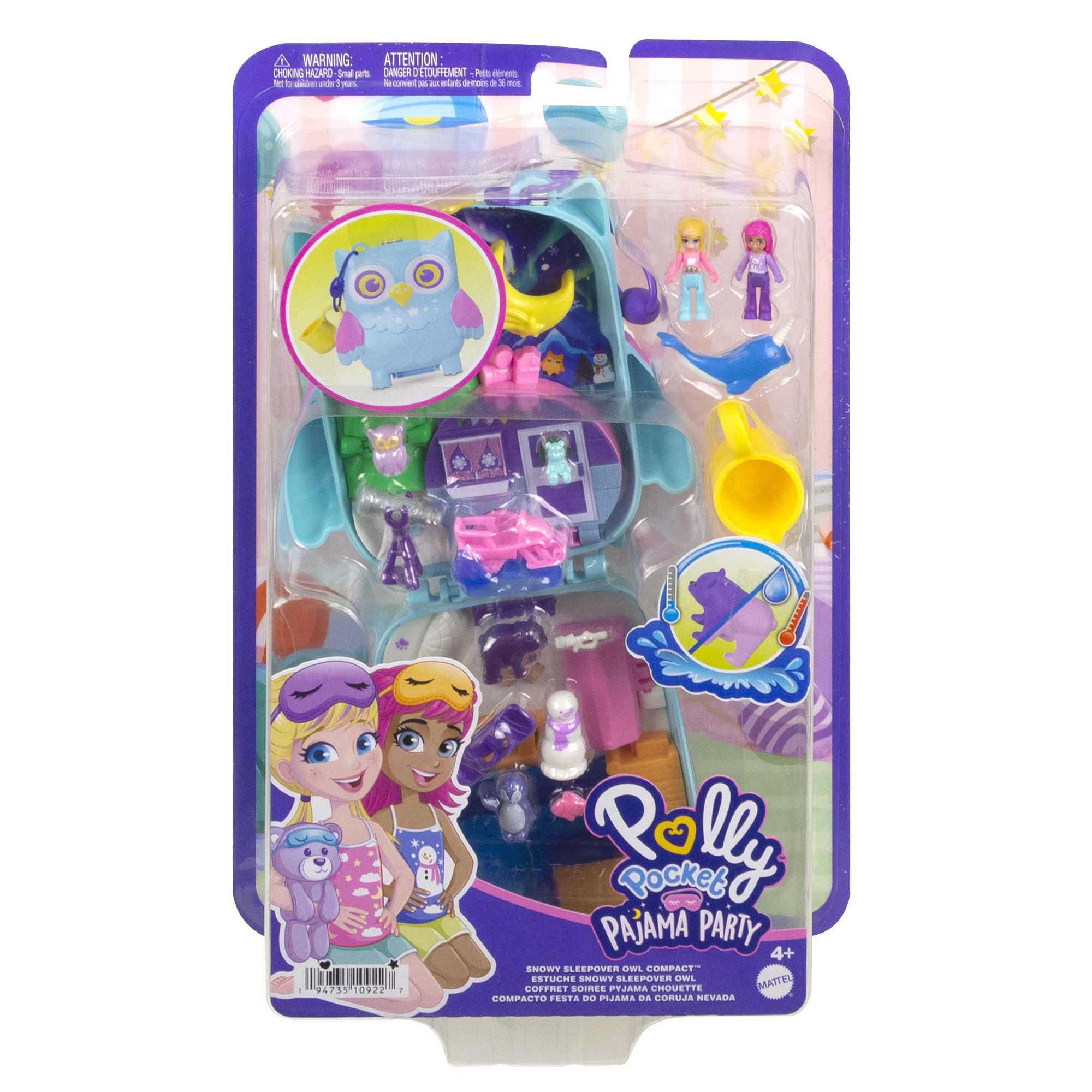 POLLY POCKET PAJAMA PARTY SNOWY SLEEPOVER OWL COMPACT - Image 6