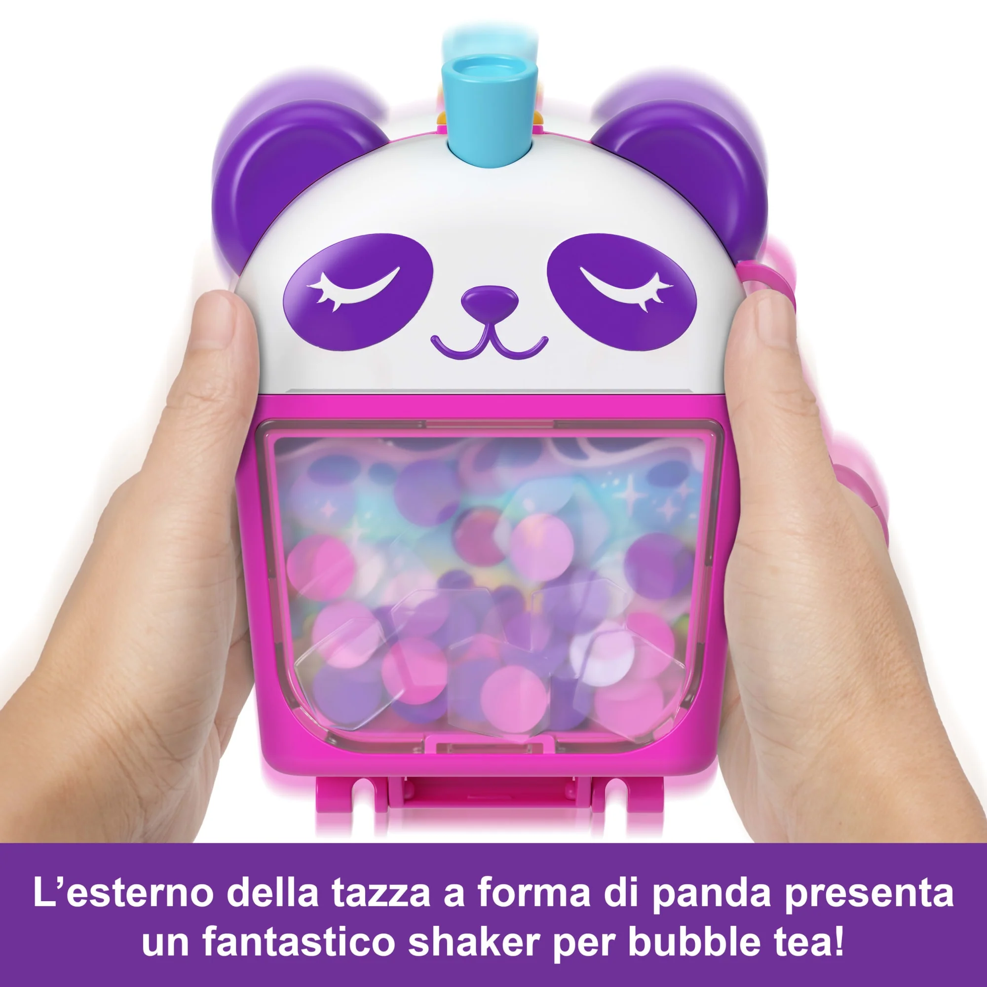 Polly Pocket Panda Bubble Tea, Cofanetto Con 2 Micro Bambole E Cucciolo Di Panda, Animale Giocattolo Con Accessori A Forma Di Cibo - Image 3
