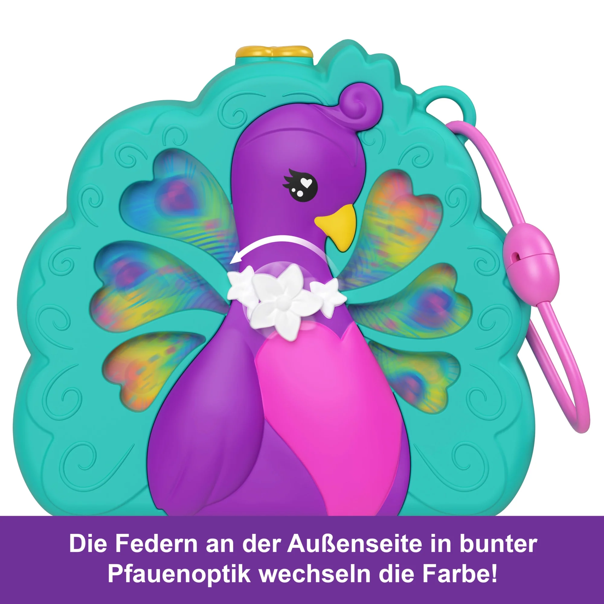 Polly Pocket Peacock Garden-Schatulle Mit 2 Kleinen Puppen Und Tieren, Reisespielzeug Mit Zubehörteilen Für Tiere - Image 3