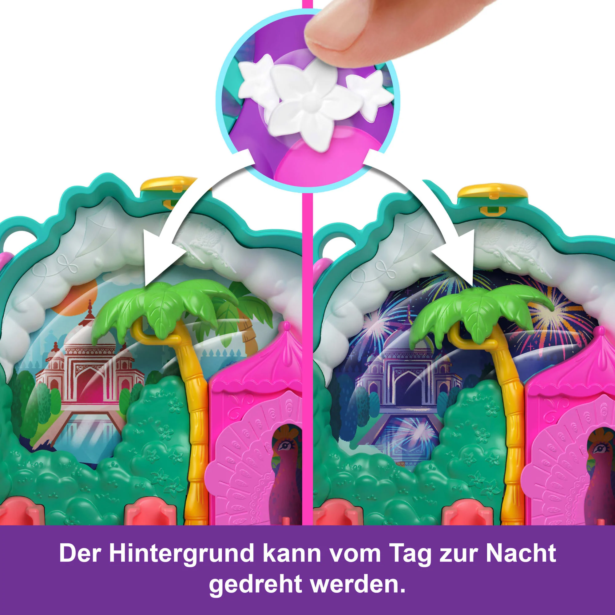 Polly Pocket Peacock Garden-Schatulle Mit 2 Kleinen Puppen Und Tieren, Reisespielzeug Mit Zubehörteilen Für Tiere - Image 4
