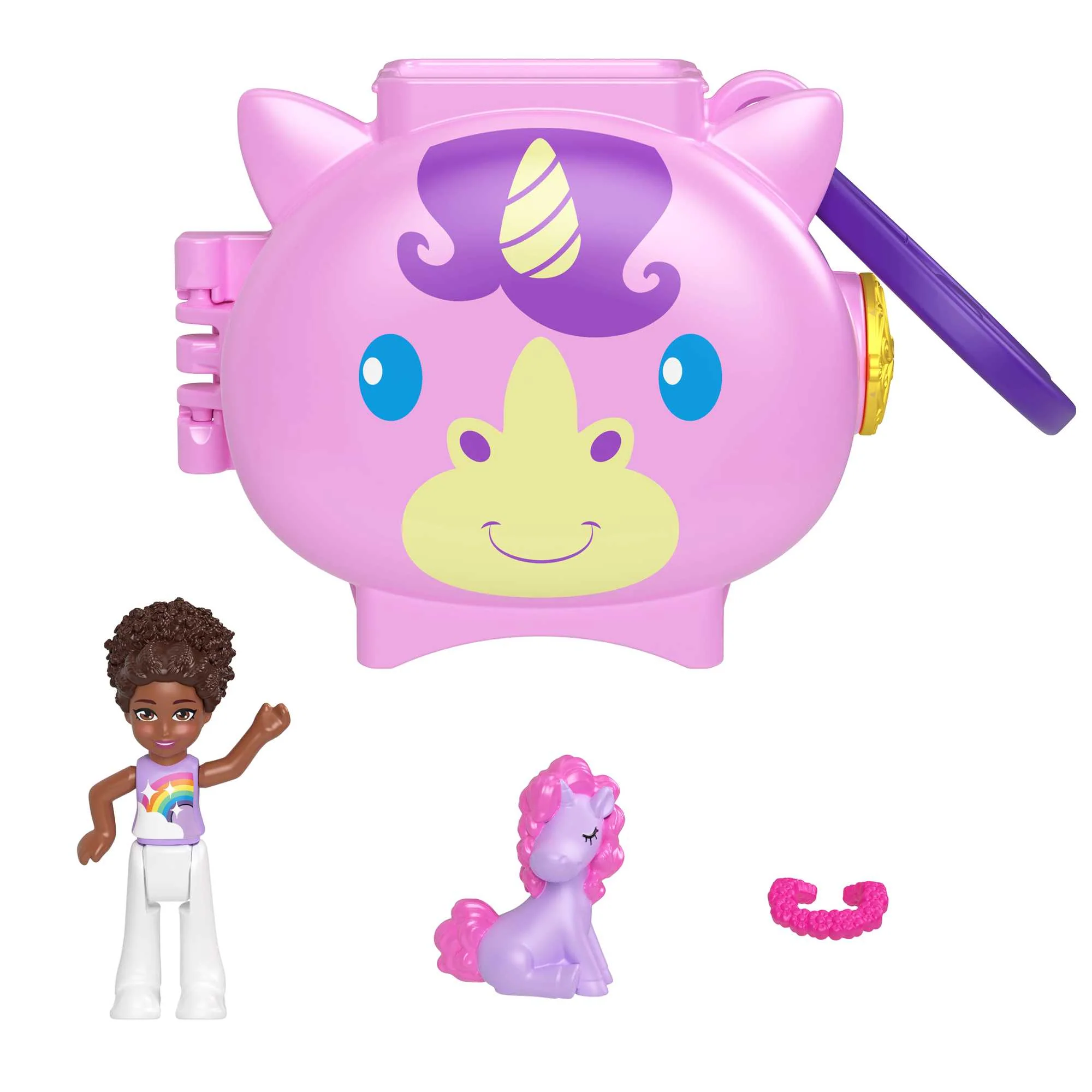 Polly Pocket Pet Connects Cofanetto Animale Impilabile, A Forma Di Animale, 2 Cuccioli (Uno Con Un Ciuffetto Di Pelo) E Pettine - Image 2