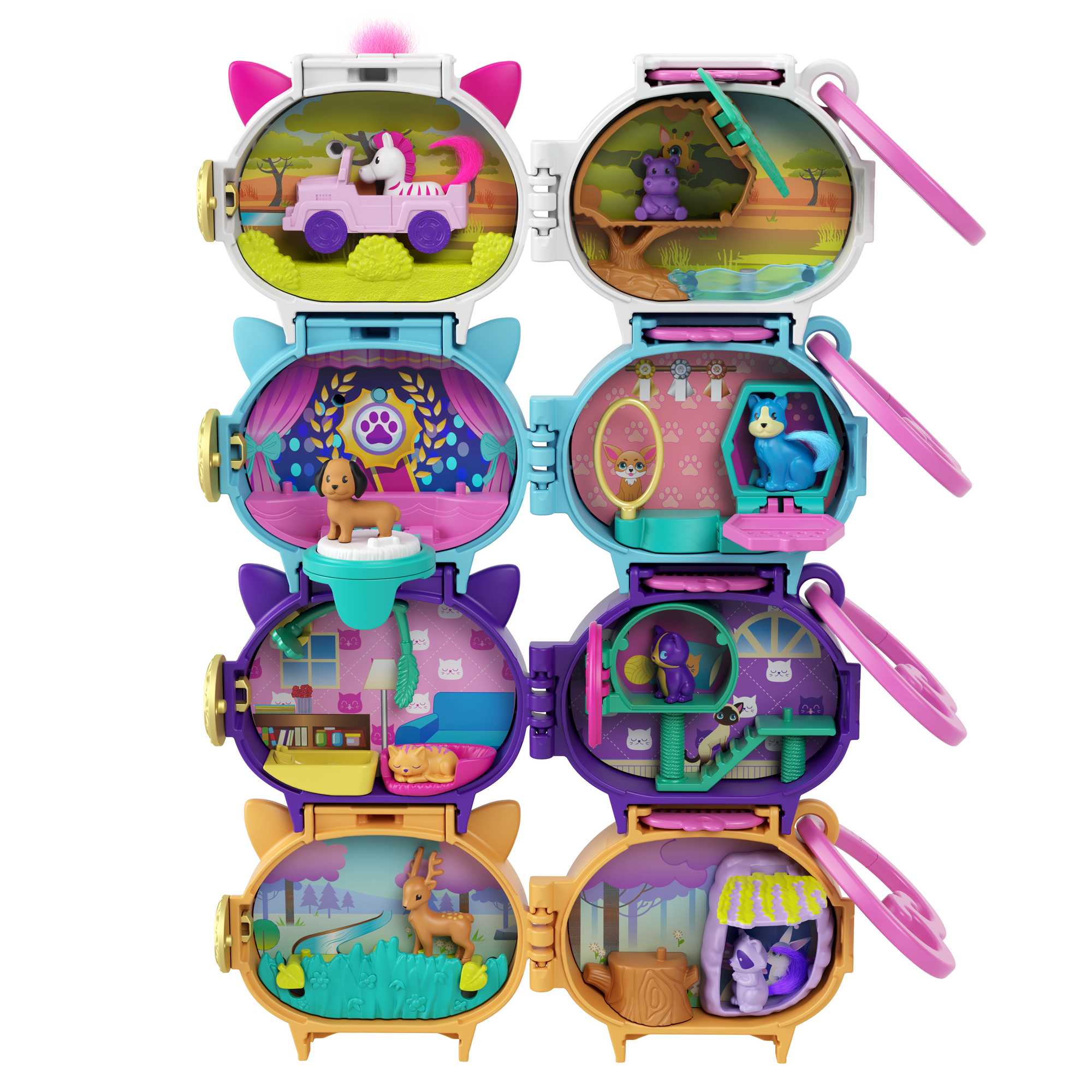Polly Pocket Pet Connects Cofanetto Animale Impilabile, A Forma Di Animale, 2 Cuccioli (Uno Con Un Ciuffetto Di Pelo) E Pettine - Image 7
