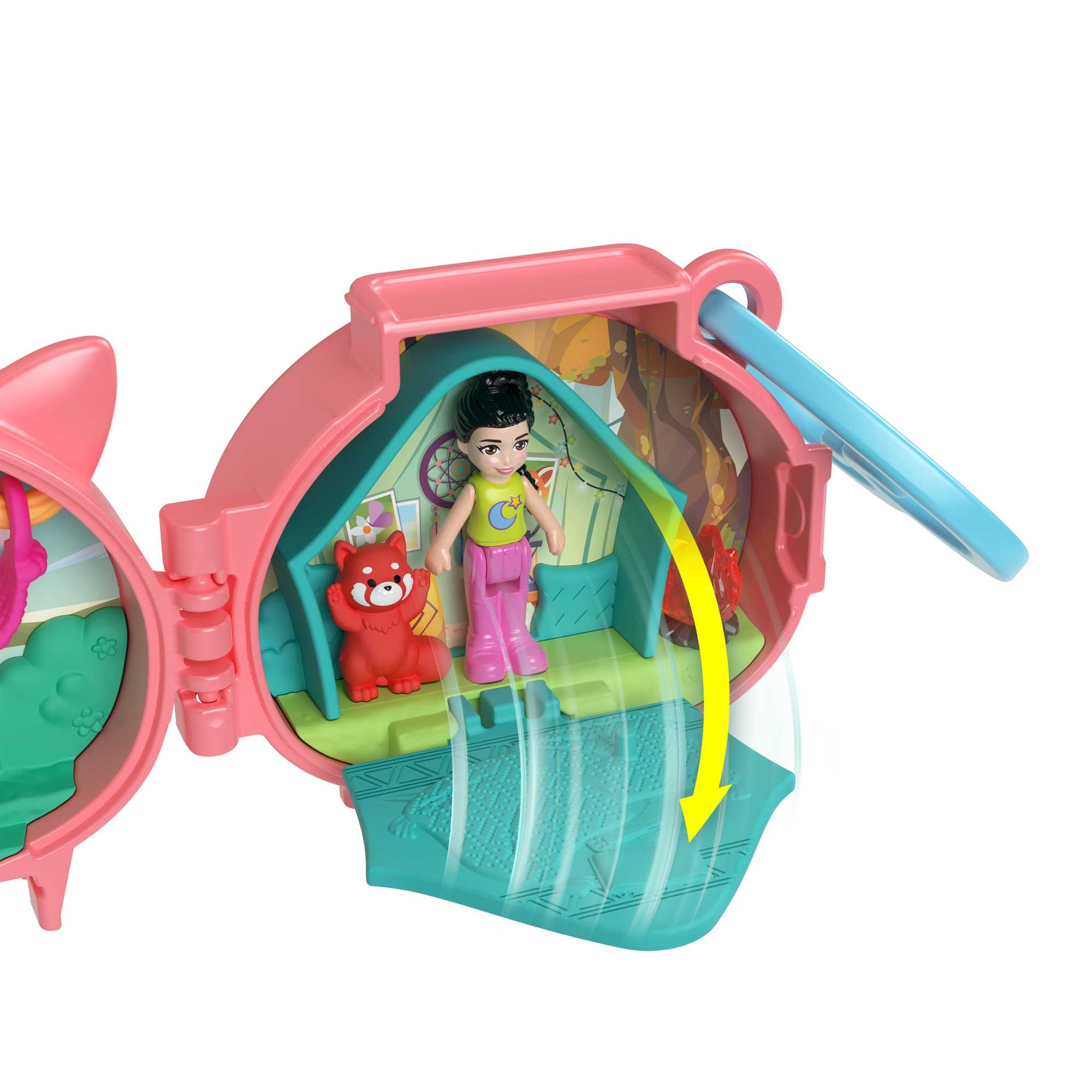 Polly Pocket Pet Connects Red Panda Compact Playset With Doll, Panda Figure & Accessory, Stackable - Image 3