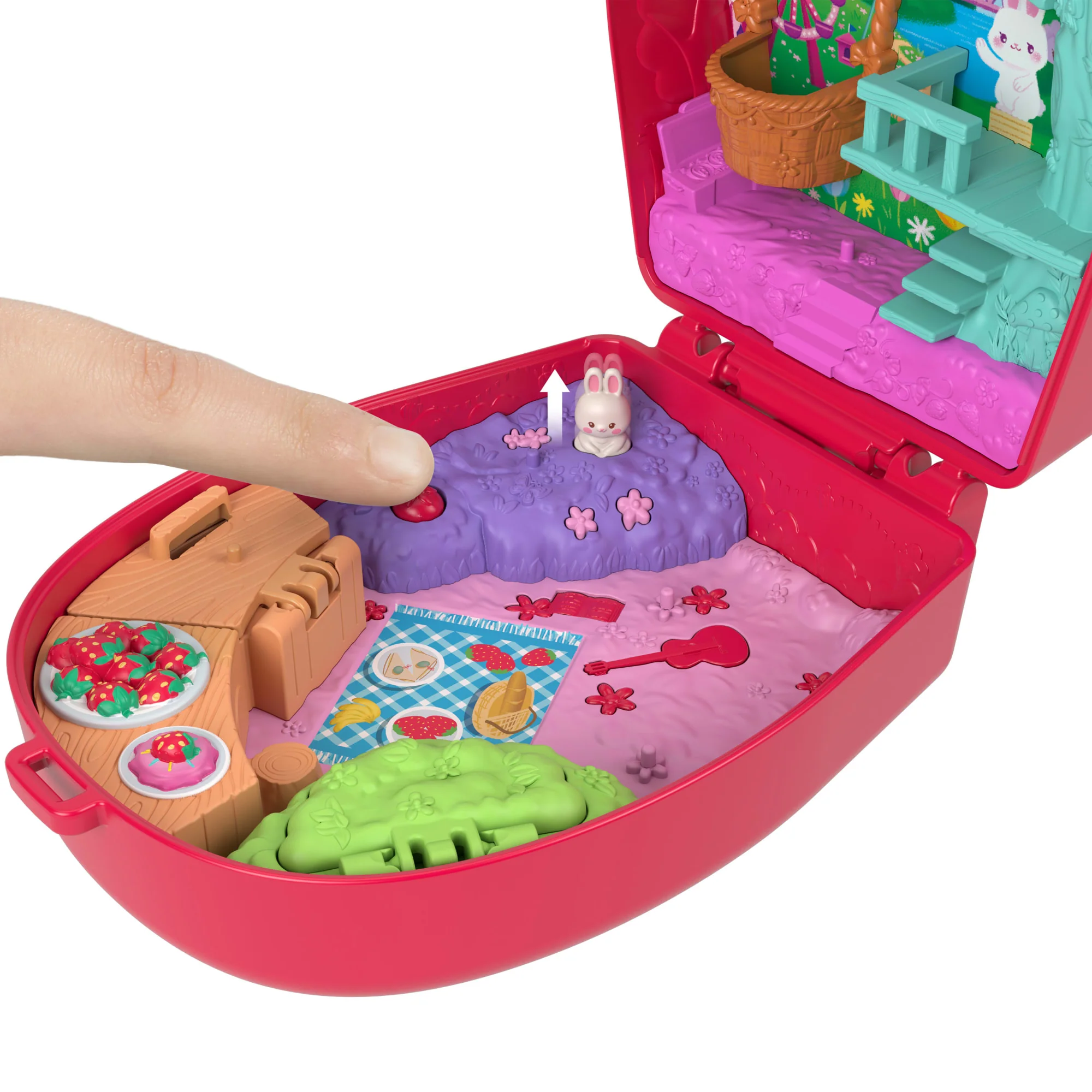 Polly Pocket Picknick Konijntje, Compacte Speelset Met 1 Micropop En Dierenvriendje, Speelgoed Voor Onderweg Met Fruitaccessoires - Image 4