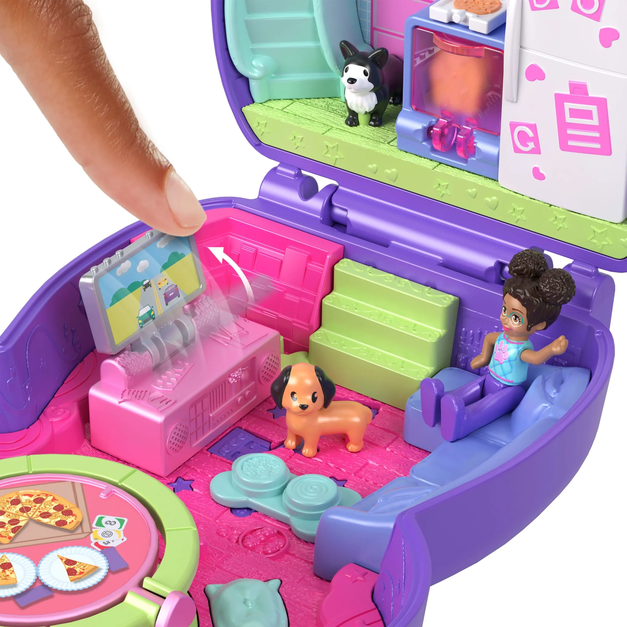 Polly Pocket Pieskowe piżama party Zestaw kompaktowy + 1 mikro lalka i akcesoria Zabawka Piesek - Image 4