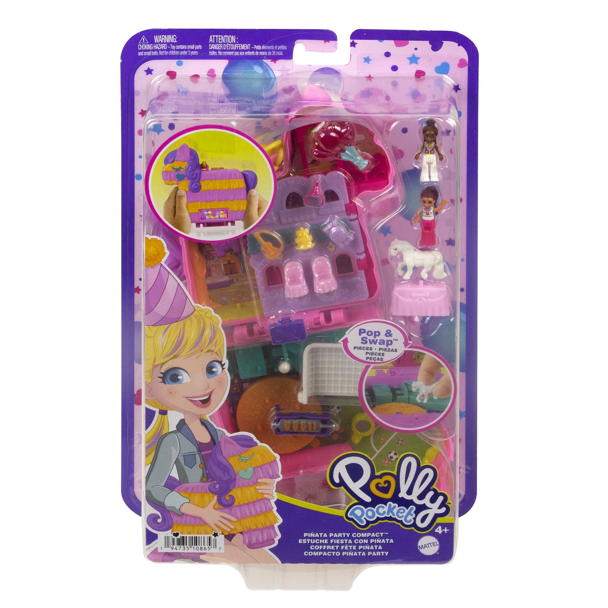 Polly Pocket Cofanetto Festa Con Piñata, Playset Con 2 Bambole E Accessori, Mini Giocattoli - Image 6
