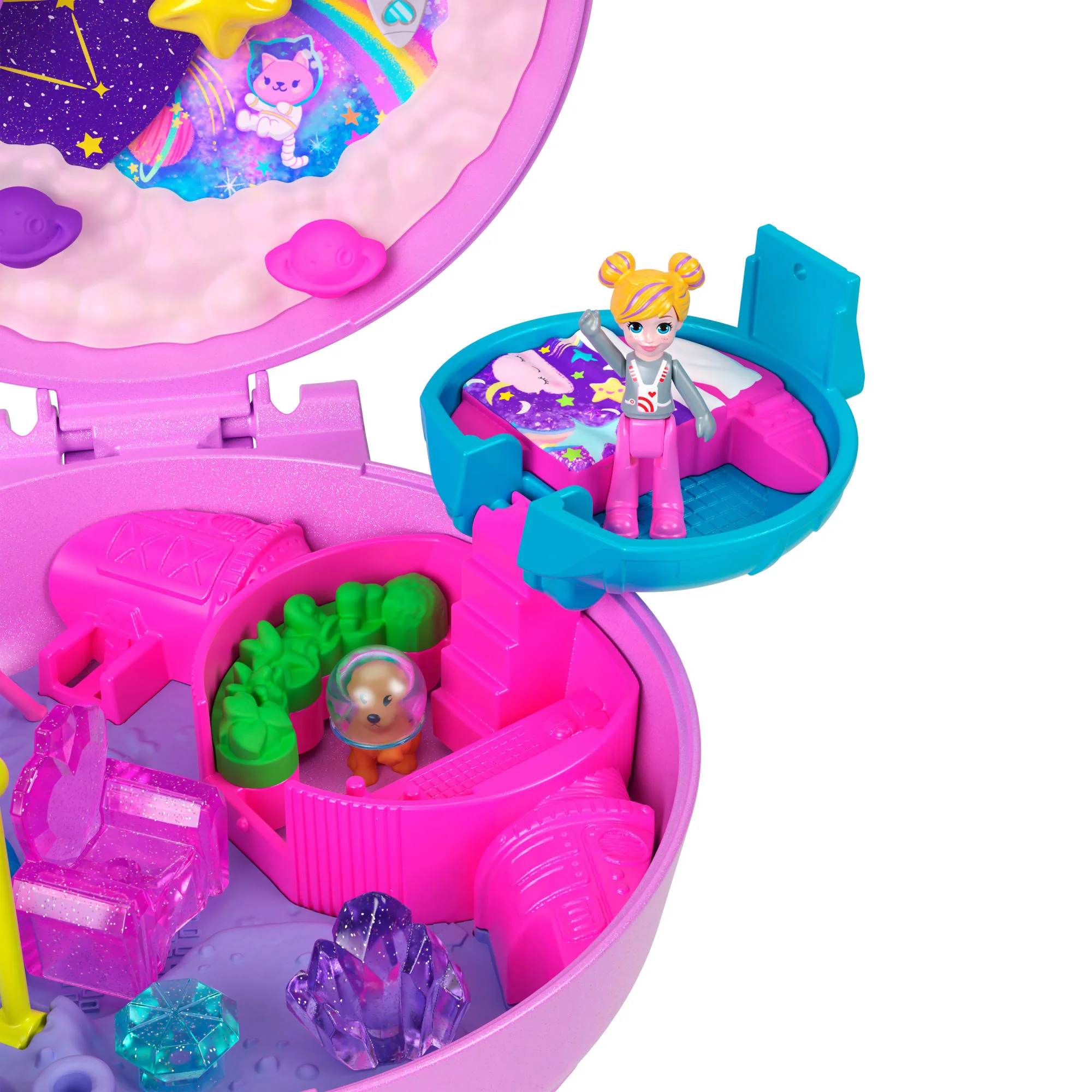 Polly Pocket Planet Polly-Schatulle, Spielset Mit 1 Minipuppe Und Hündchen, Reisespielzeug Mit Passendem Zubehör - Image 2