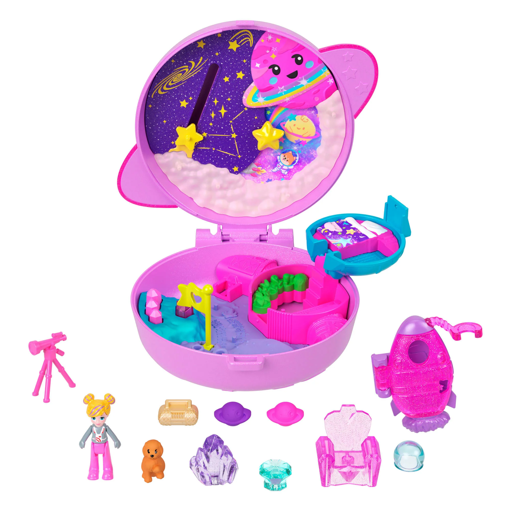 Polly Pocket Planet Polly-Schatulle, Spielset Mit 1 Minipuppe Und Hündchen, Reisespielzeug Mit Passendem Zubehör - Image 5