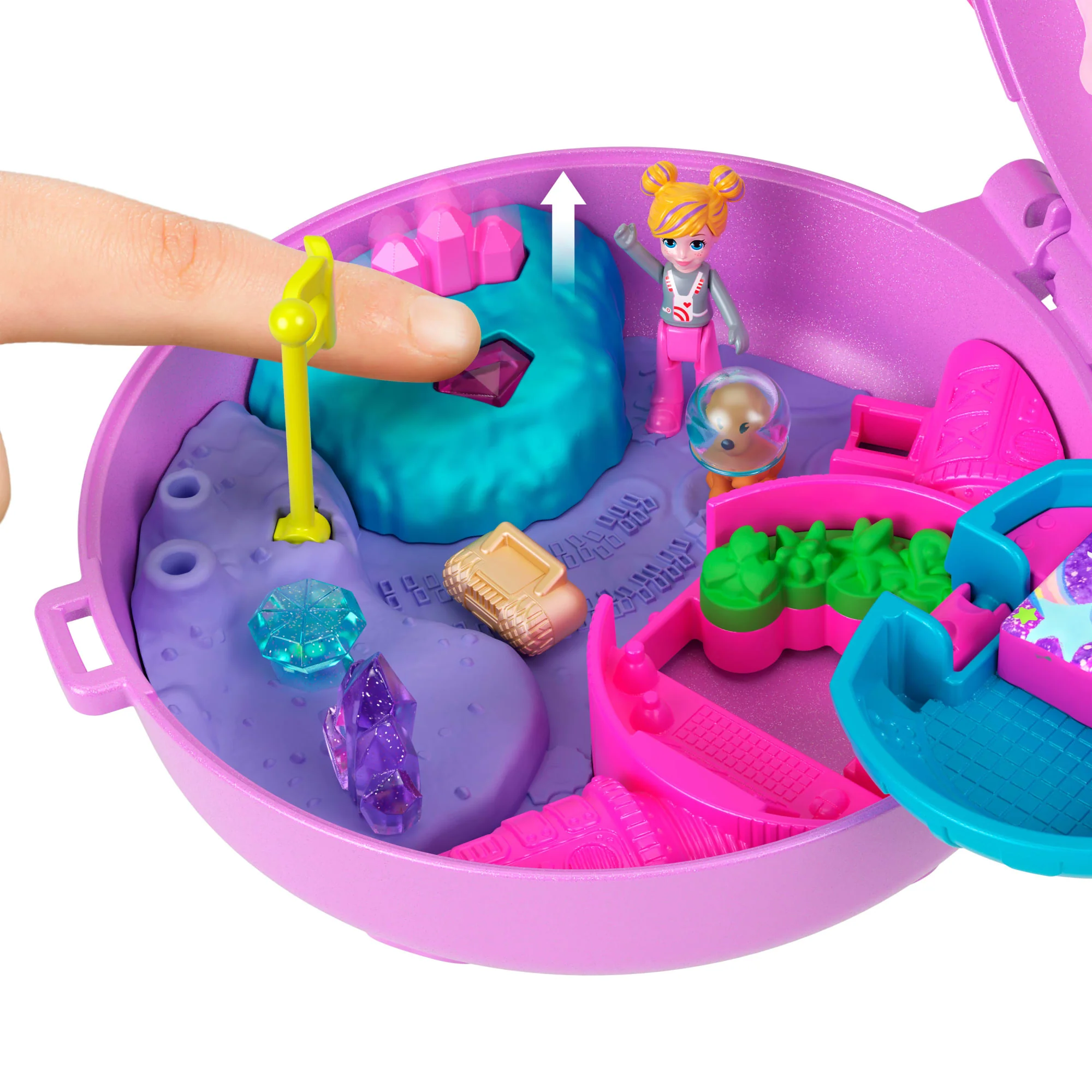 Polly Pocket Planeta Polly – Kosmiczna przygoda Zestaw kompaktowy, 1 mikro lalka, 1 figurka pieska i akcesoria Zabawka 4+ - Image 4