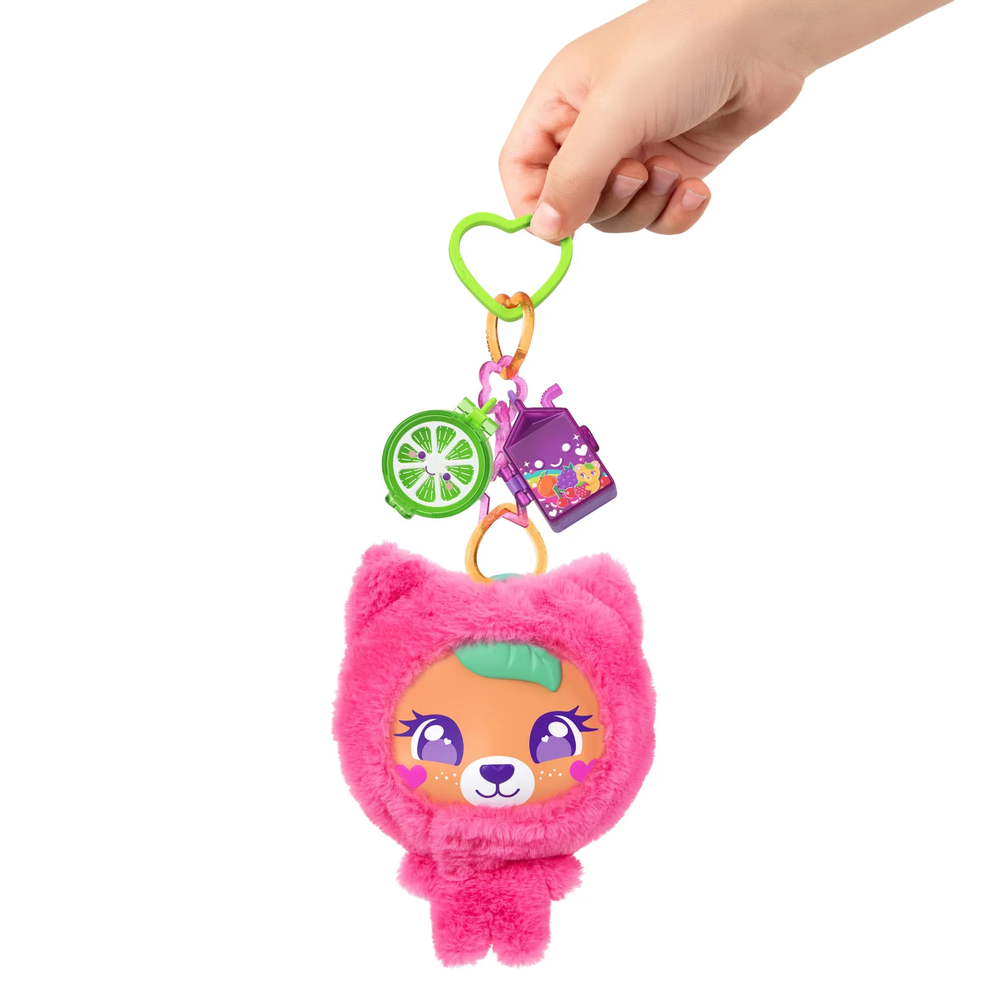 Polly Pocket Plushie Bear Compact, Doll & Keychain Playset With Pets, Fruit Themed Accessories - Image 2