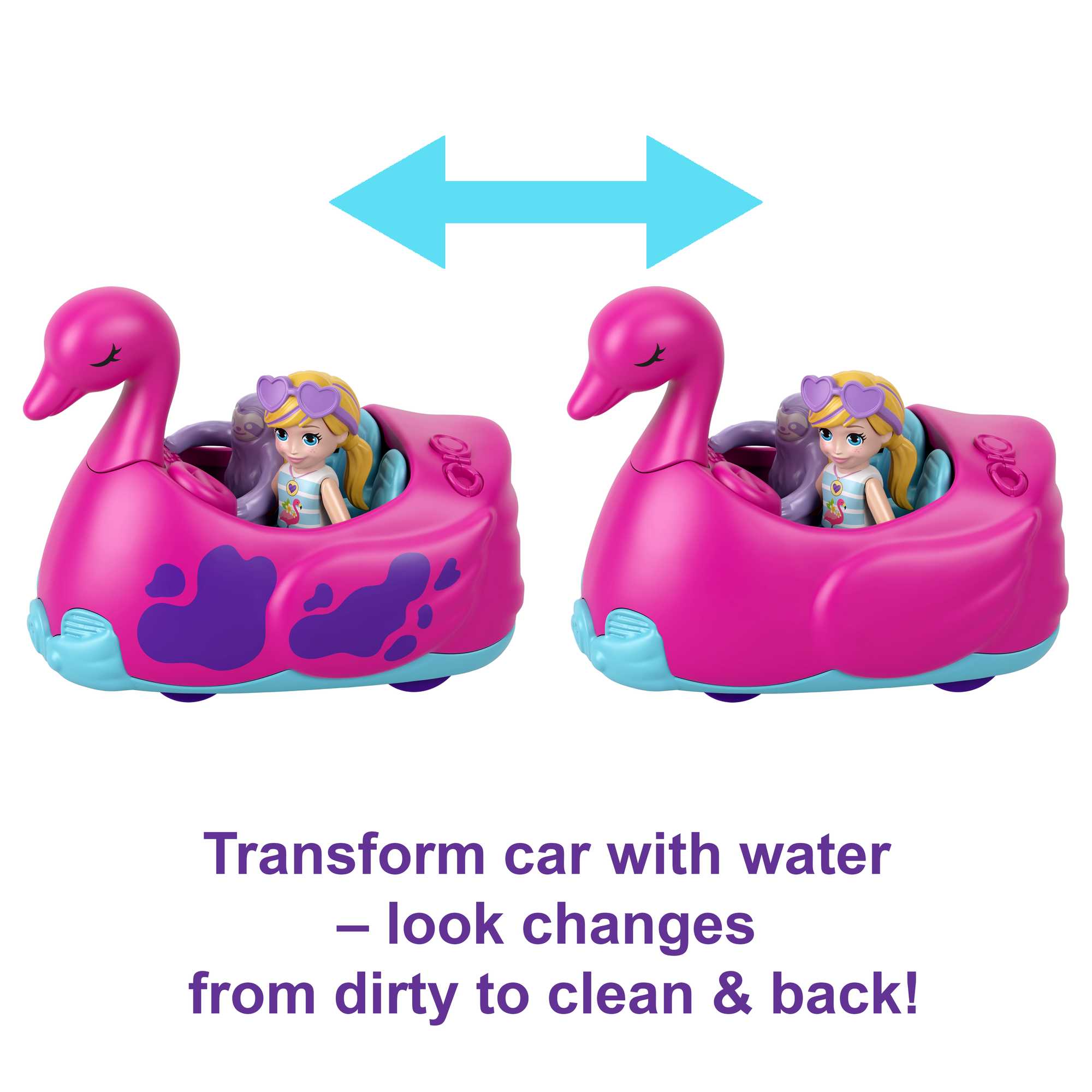 Polly Pocket Pollyville Flamingo Fun Car Wash Playset - Image 3