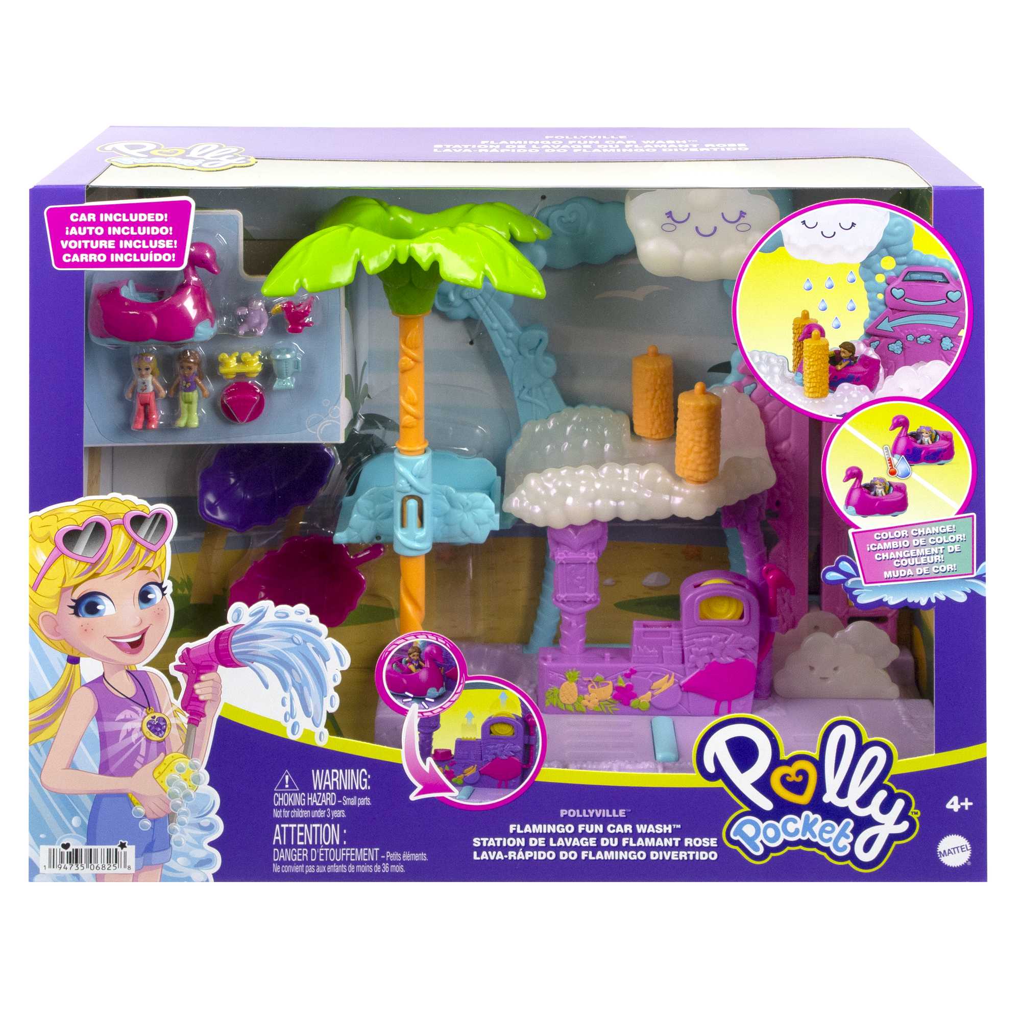 Polly Pocket Pollyville Flamingo Fun Car Wash Playset - Image 6