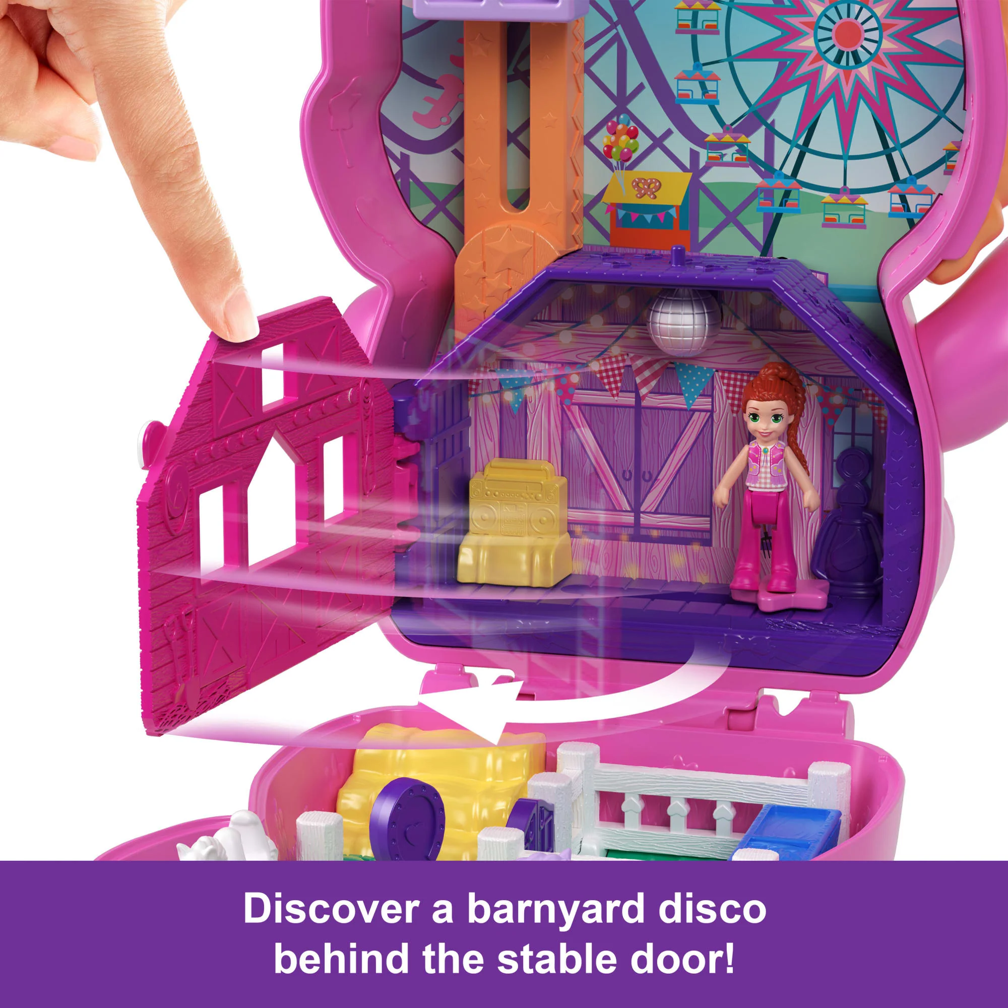 Polly Pocket Pony Rodeo Compact Playset With 1 Micro Doll And Pet Horses, Travel Toy With Food & Styling Accessories - Image 5
