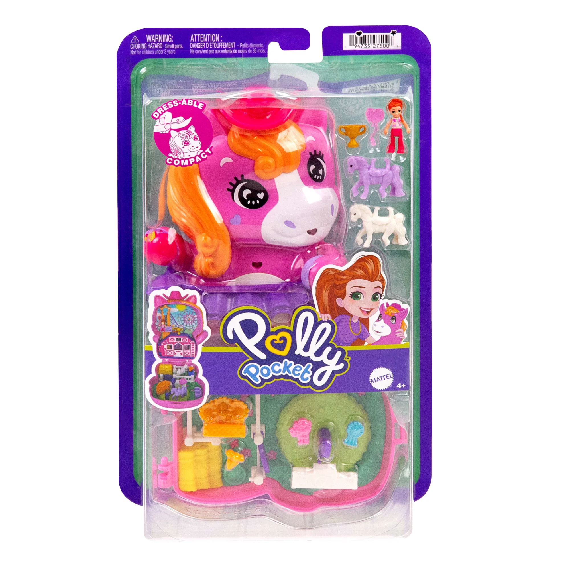 Polly Pocket Pony Rodeo Compact Playset With 1 Micro Doll And Pet Horses, Travel Toy With Food & Styling Accessories - Image 6