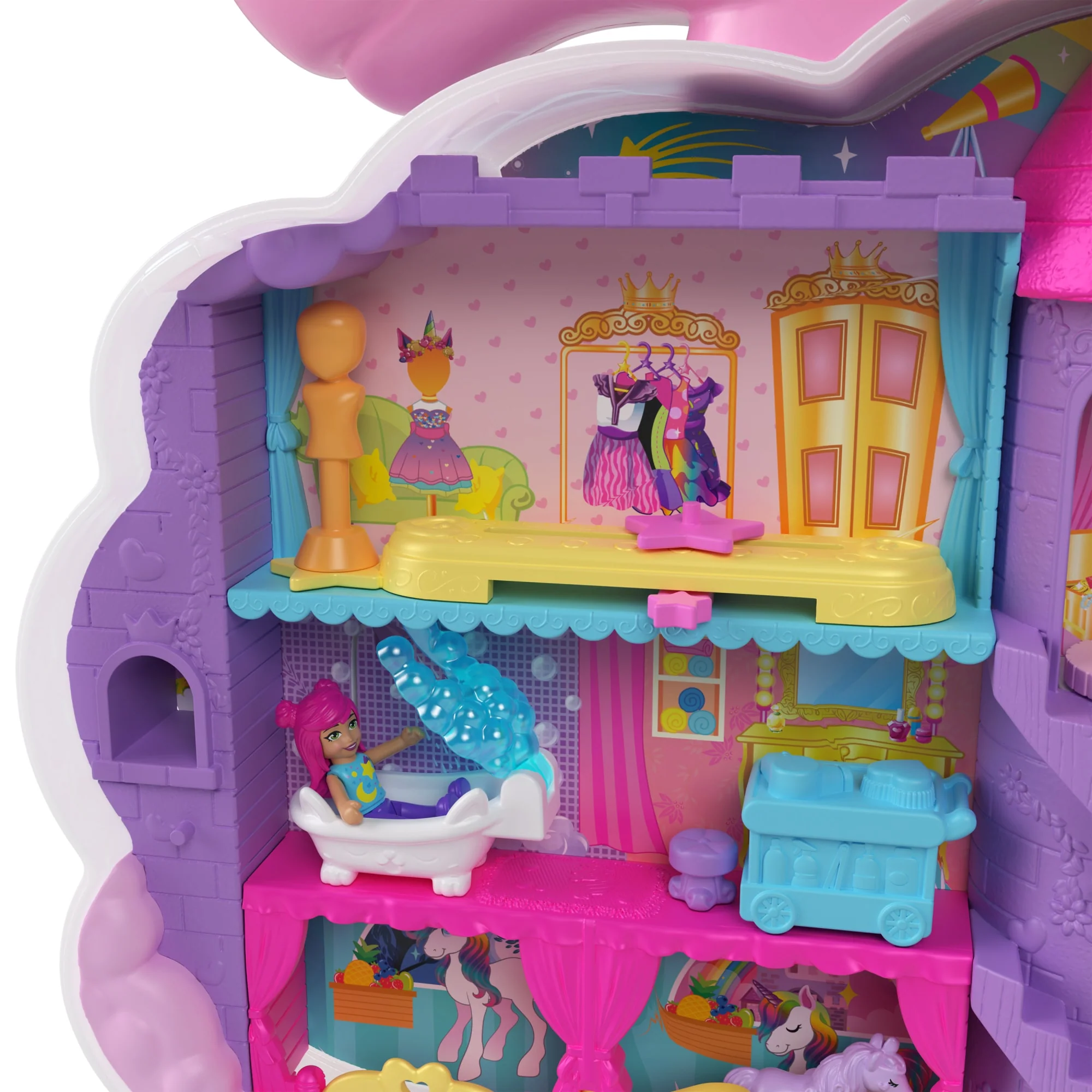Polly Pocket Jednorożec – Salon Piękności Zestaw Z Głową Jednorożca Do Stylizacji, 2 Mikrolalkami I Ponad 20 Akcesoriami - Image 5