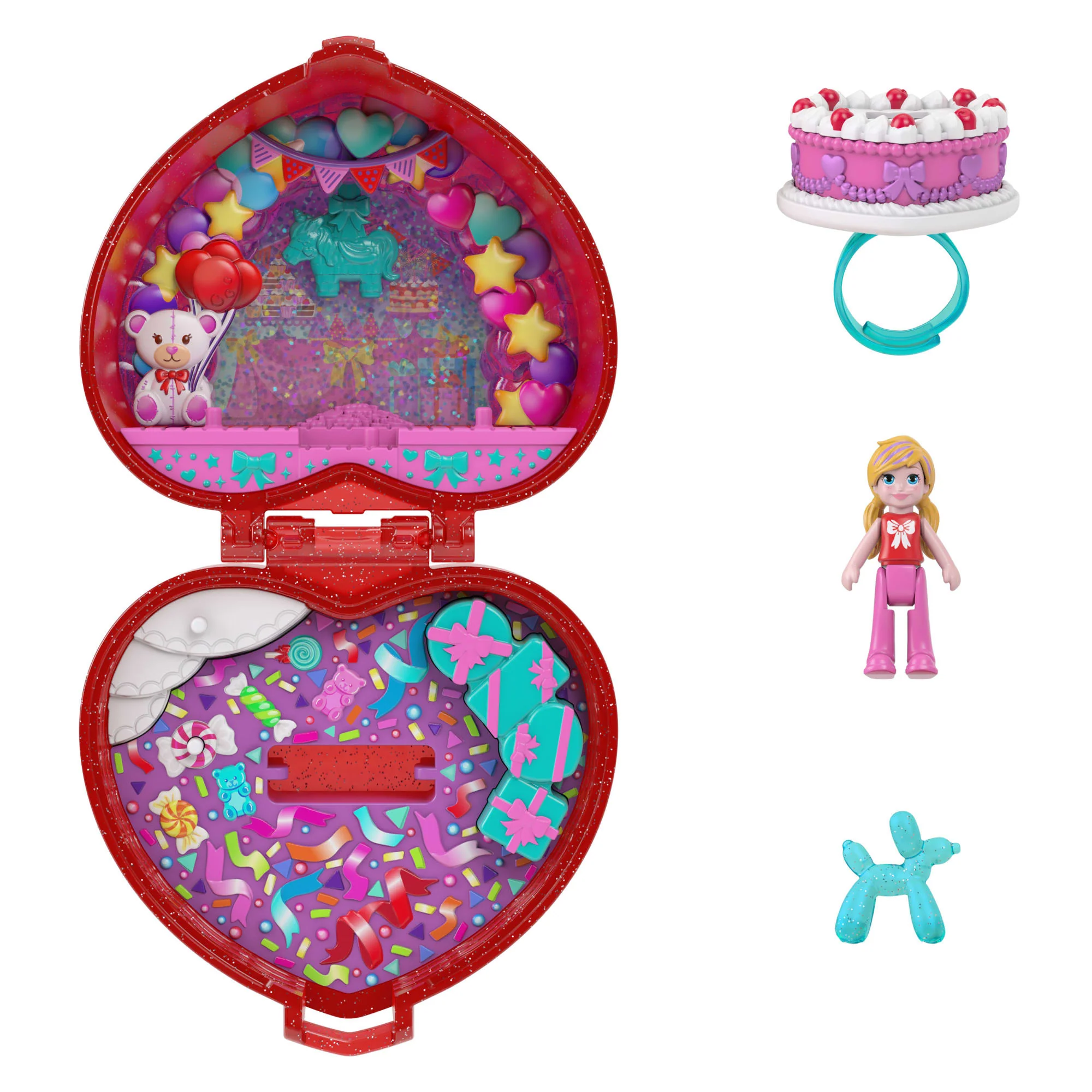 Polly Pocket Puppe Und Spielset, Ringetui Zum 80. Jubiläum Von Mattel, Schmuckkästchen Mit Haustier Und Ring, Thema Feierspaß - Image 5