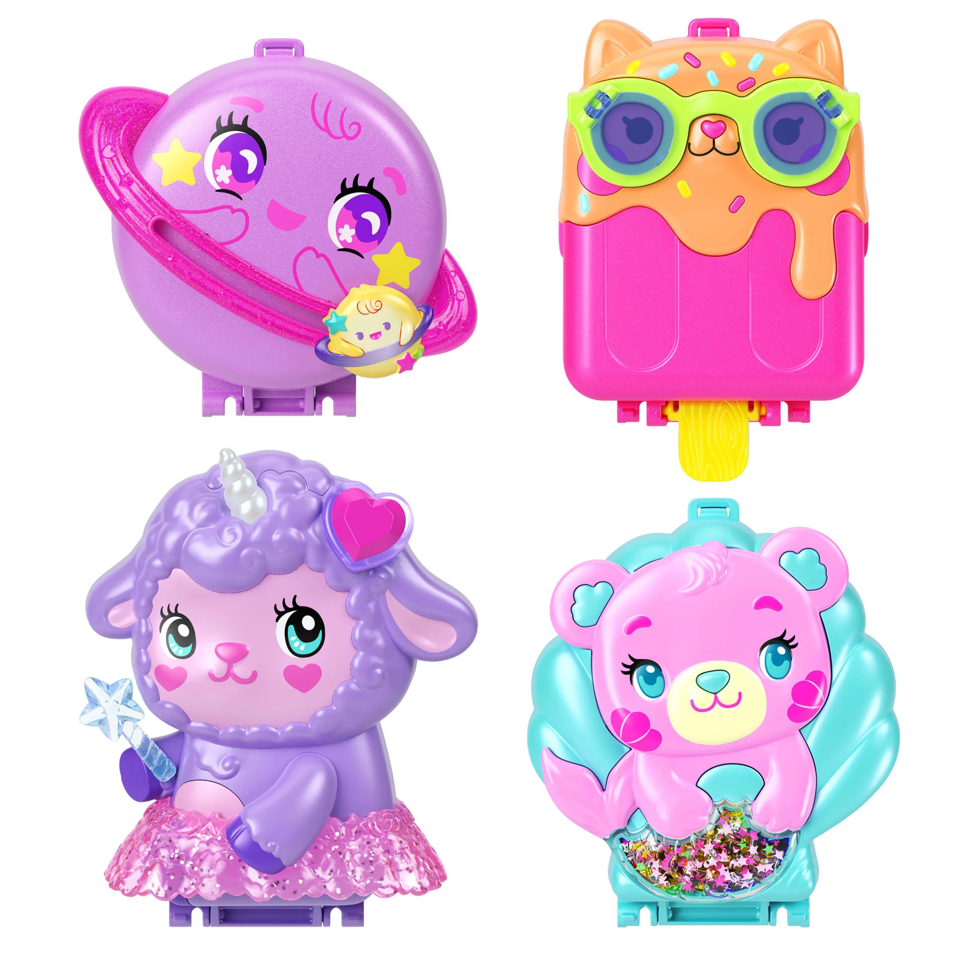 Polly Pocket Schatullen Spielsets Mit Puppe, Haustier Und Accessoires, Reisespielzeuge Mit Überraschungen