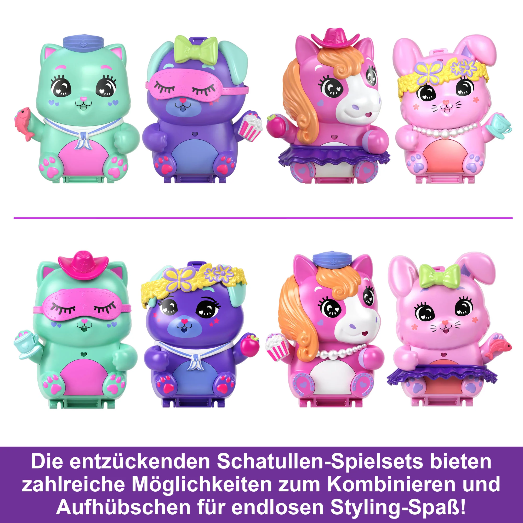 Polly Pocket Schatullen Spielsets Mit Puppe, Haustier Und Accessoires, Reisespielzeuge Mit Überraschungen - Image 3