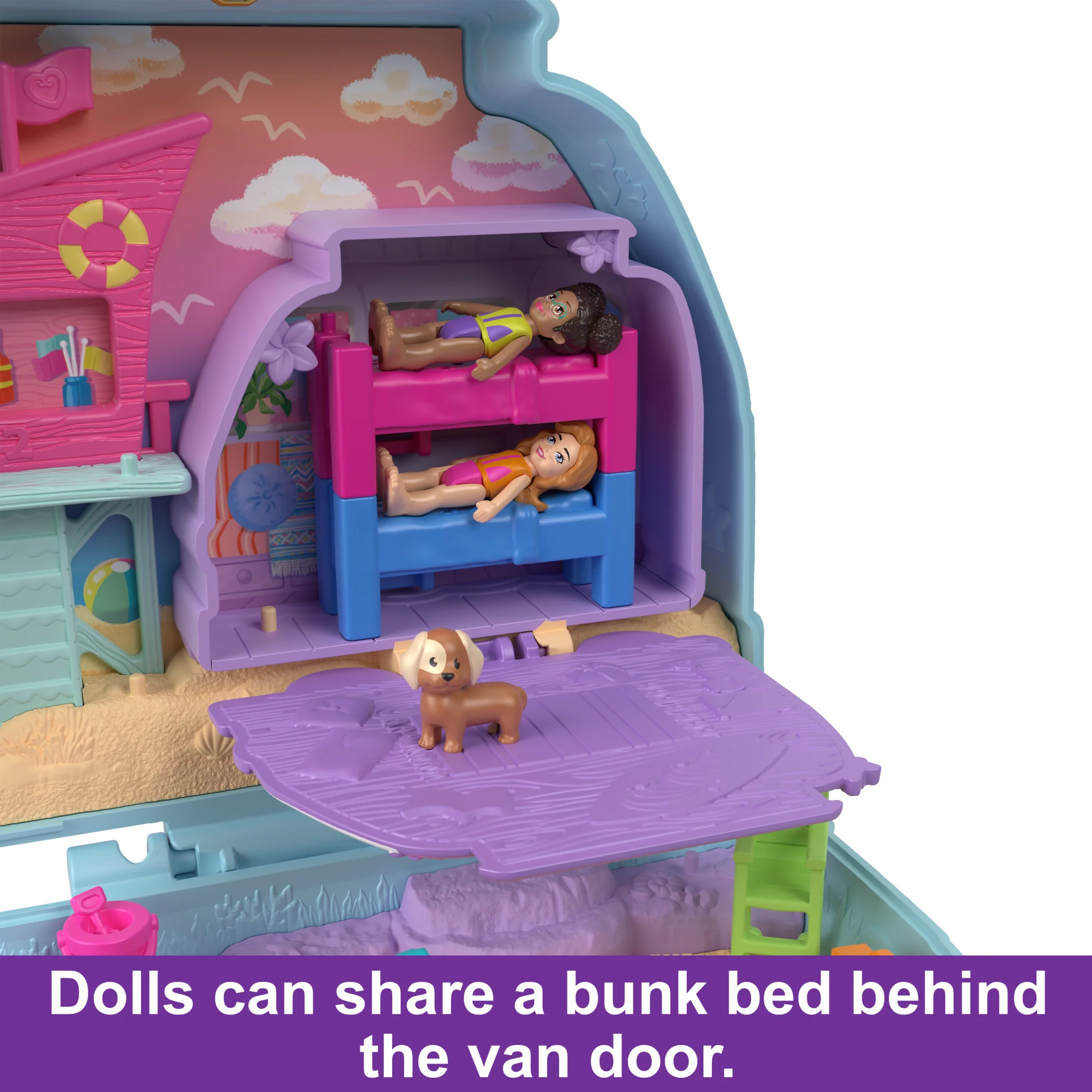Polly Pocket Dolls And Playset, Travel Toys, Seaside Puppy Ride Compact - Image 5