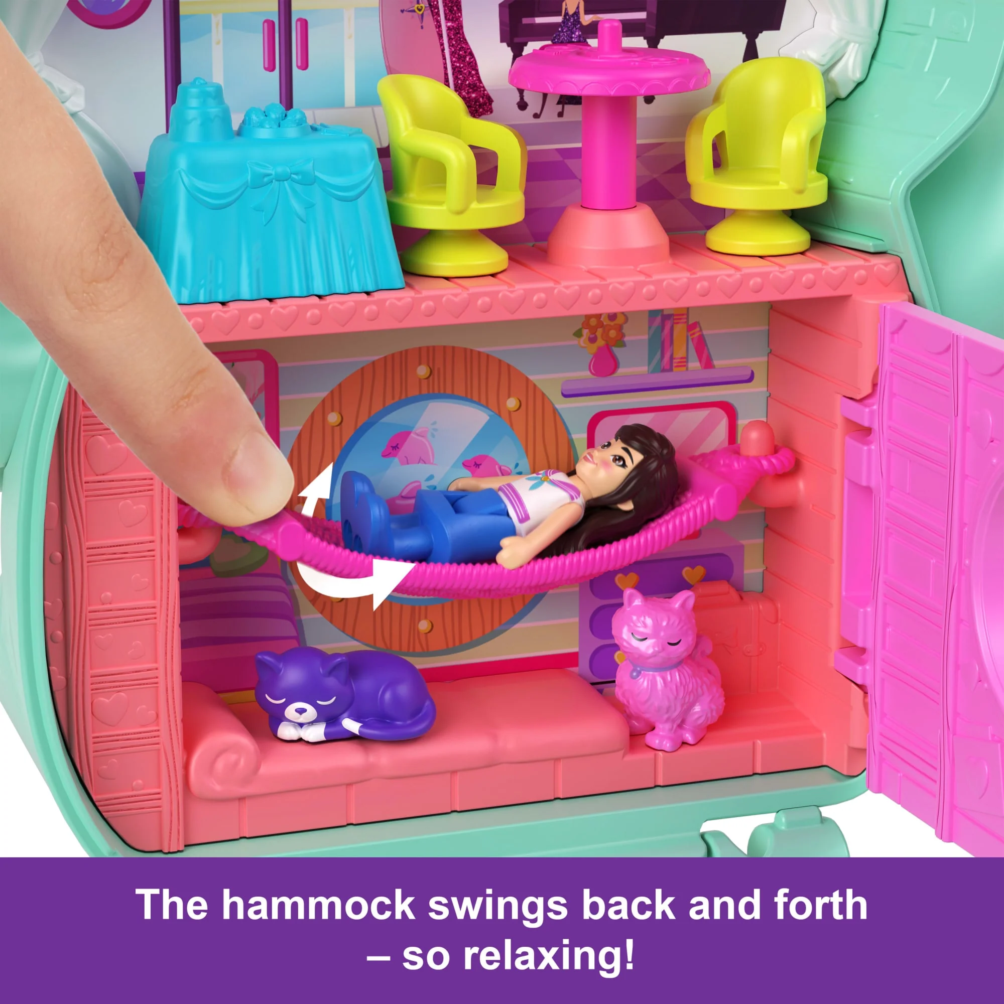 Polly Pocket Set Sail Kitty Compact Playset With 1 Micro Doll And Pet Cats, Travel Toy With Food & Styling Accessories - Image 5
