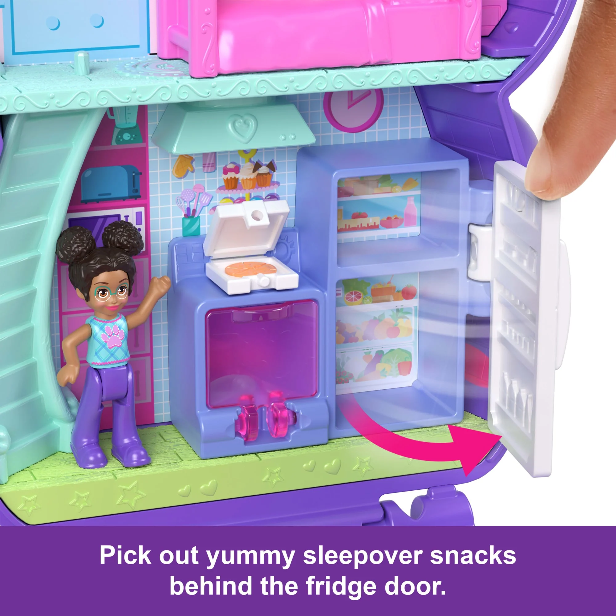 Polly Pocket Sleepover Puppy Compact Playset With 1 Micro Doll And Pet Dogs, Travel Toy With Food & Styling Accessories - Image 4