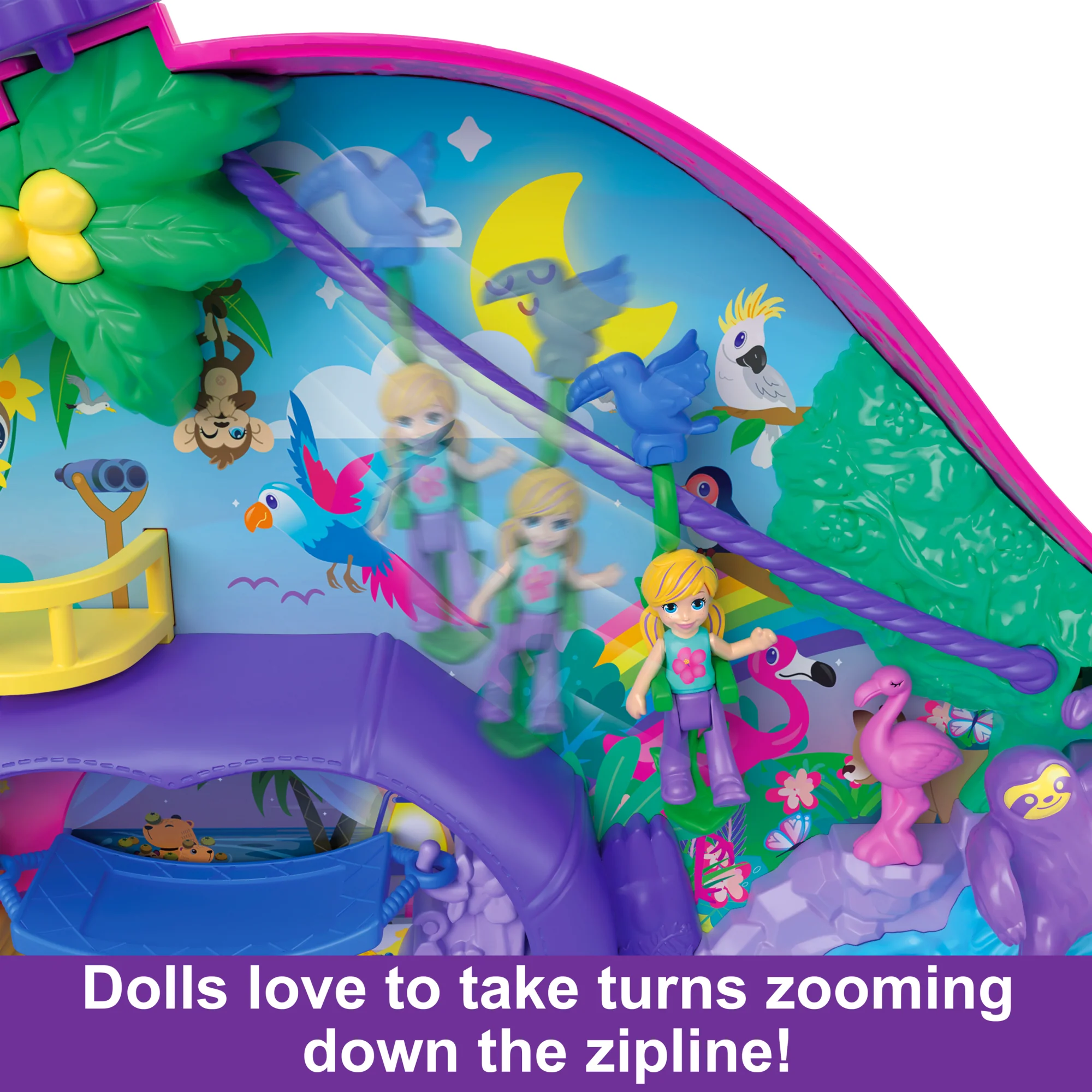 Polly Pocket Dolls And Playset, Travel Toys, Sloth Family 2-In-1 Purse Compact - Image 5