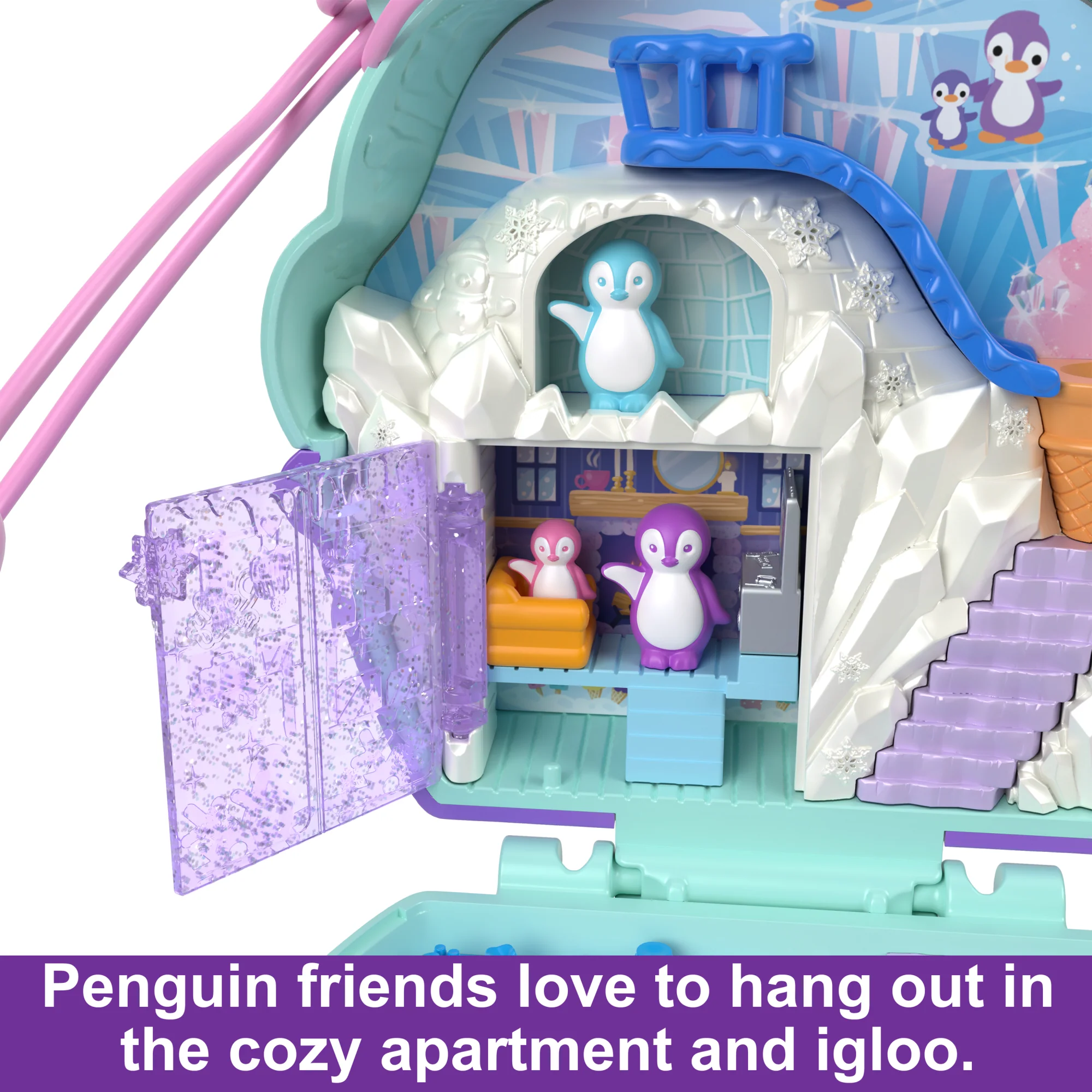 Polly Pocket Dolls And Playset, Travel Toys, Snow Sweet Penguin Compact - Image 5