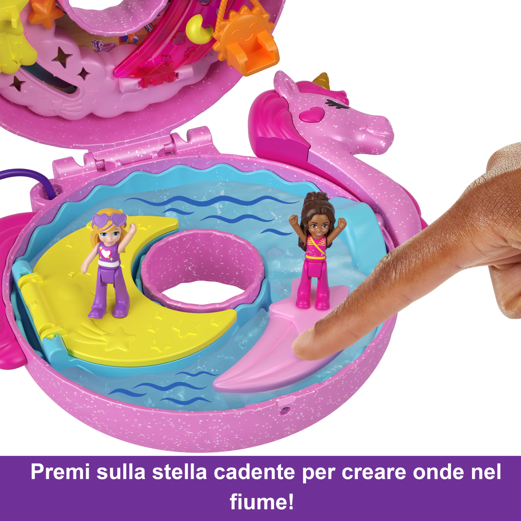 Polly Pocket Avventura Sull’Isola Dei Cristalli Unicorno Cofanetto, Playset Con 2 Micro Bambole E 12 Accessori - Image 3