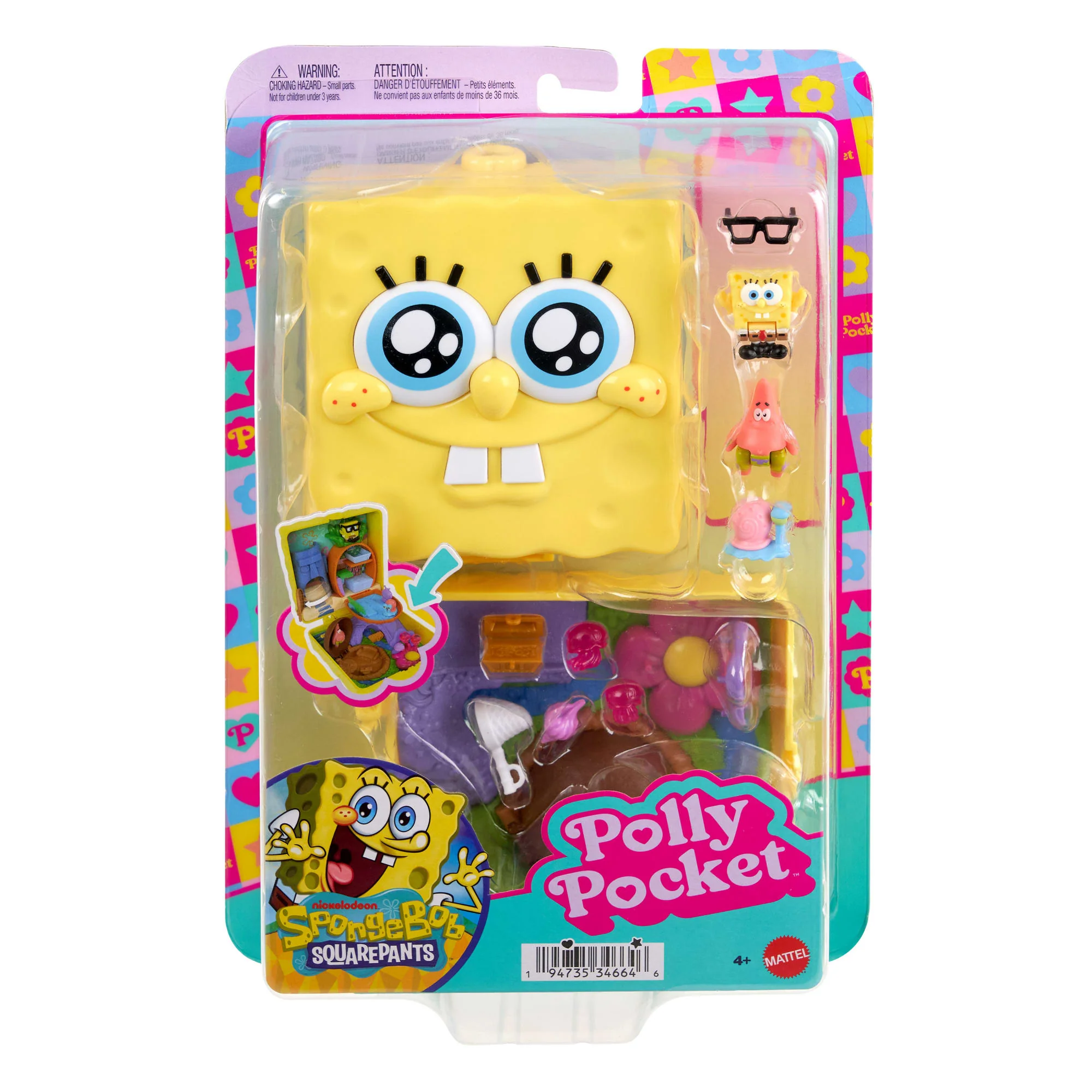 Polly Pocket Micro Dolls And Playset, Spongebob Partnership Compact With Patrick Doll, 7 Accessories - Image 6