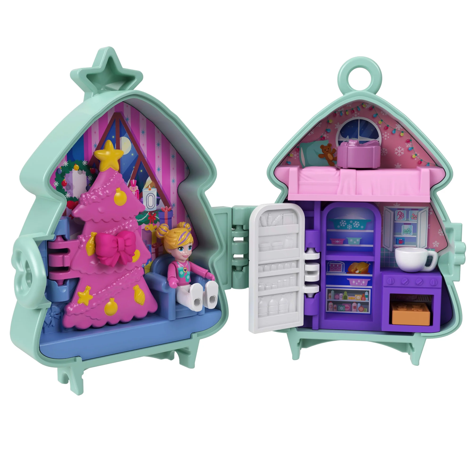 Polly Pocket Świąteczny zestaw kompaktowy 2-pak + 1 mikro lalka i akcesoria Zabawka 4+ - Image 5