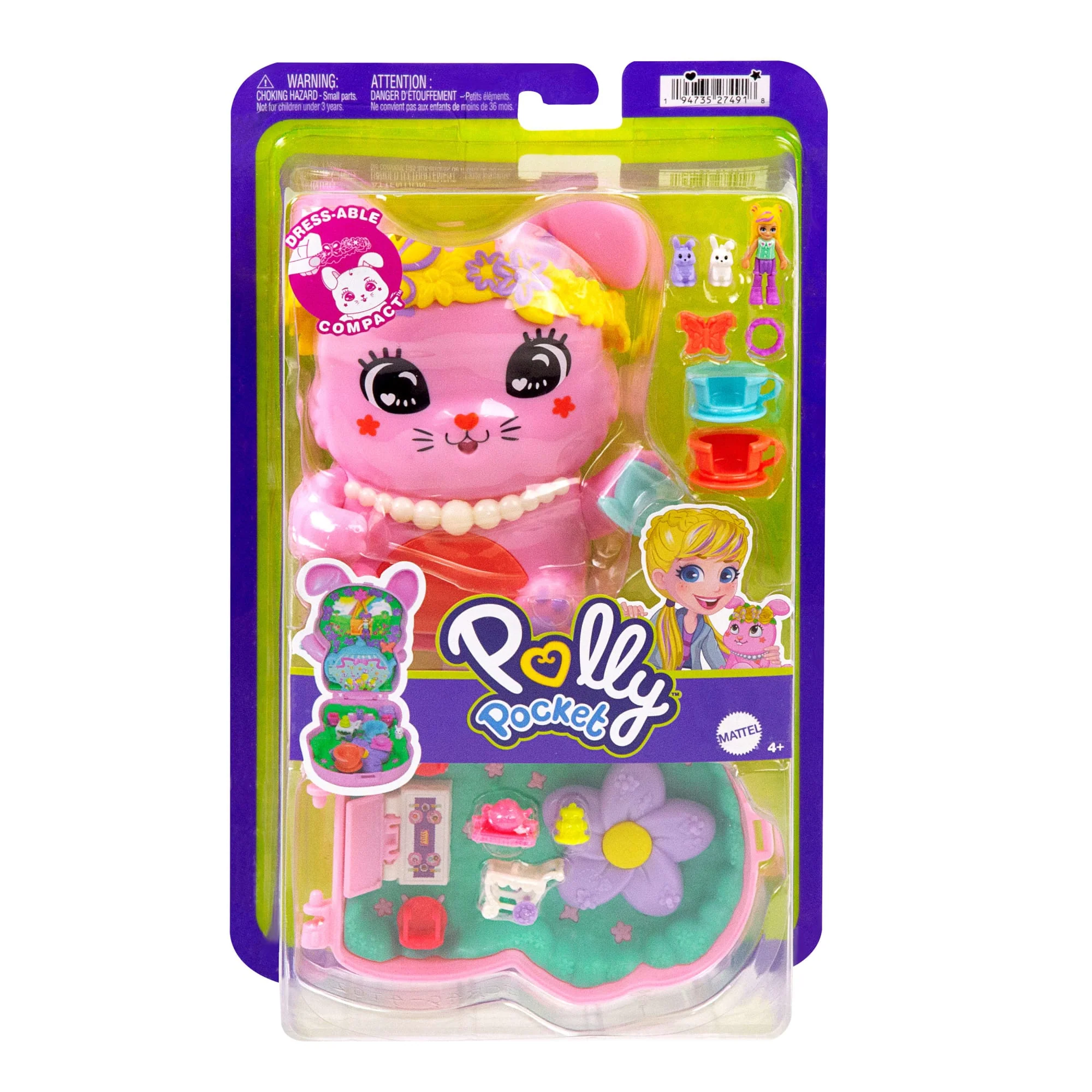 Polly Pocket Tea Party Bunny Compact Playset With 1 Micro Doll And Pet Bunnies, Travel Toy With Styling Accessories - Image 6