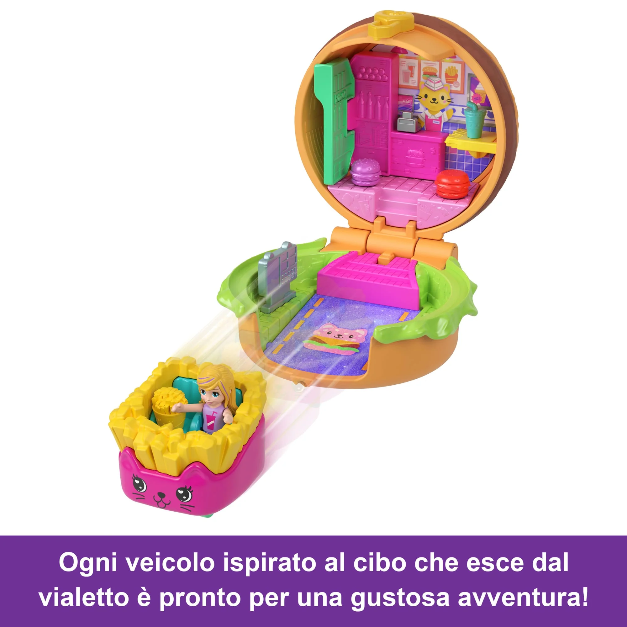 Polly Pocket Tiny Take Out Reveal, Assortimento Di Mini Bambole E Cofanetti Con Macchinine Giocattolo, Collezione Di Veicoli A Tema Cibo - Image 4