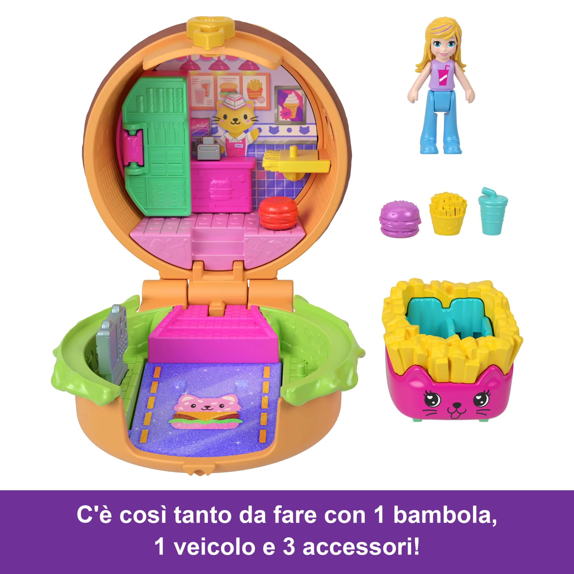 Polly Pocket Tiny Take Out Reveal, Assortimento Di Mini Bambole E Cofanetti Con Macchinine Giocattolo, Collezione Di Veicoli A Tema Cibo - Image 5