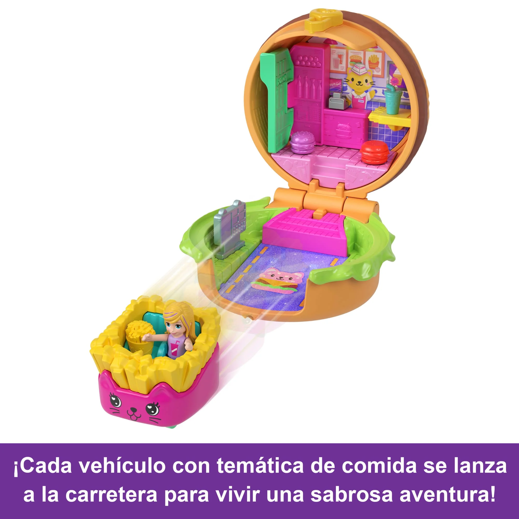 Surtido Tiny Take Out Reveal De Polly Pocket, Muñequitas Y Estuches Con Coches De Juguete, Colección De Vehículos Con Temática De Comida - Image 4