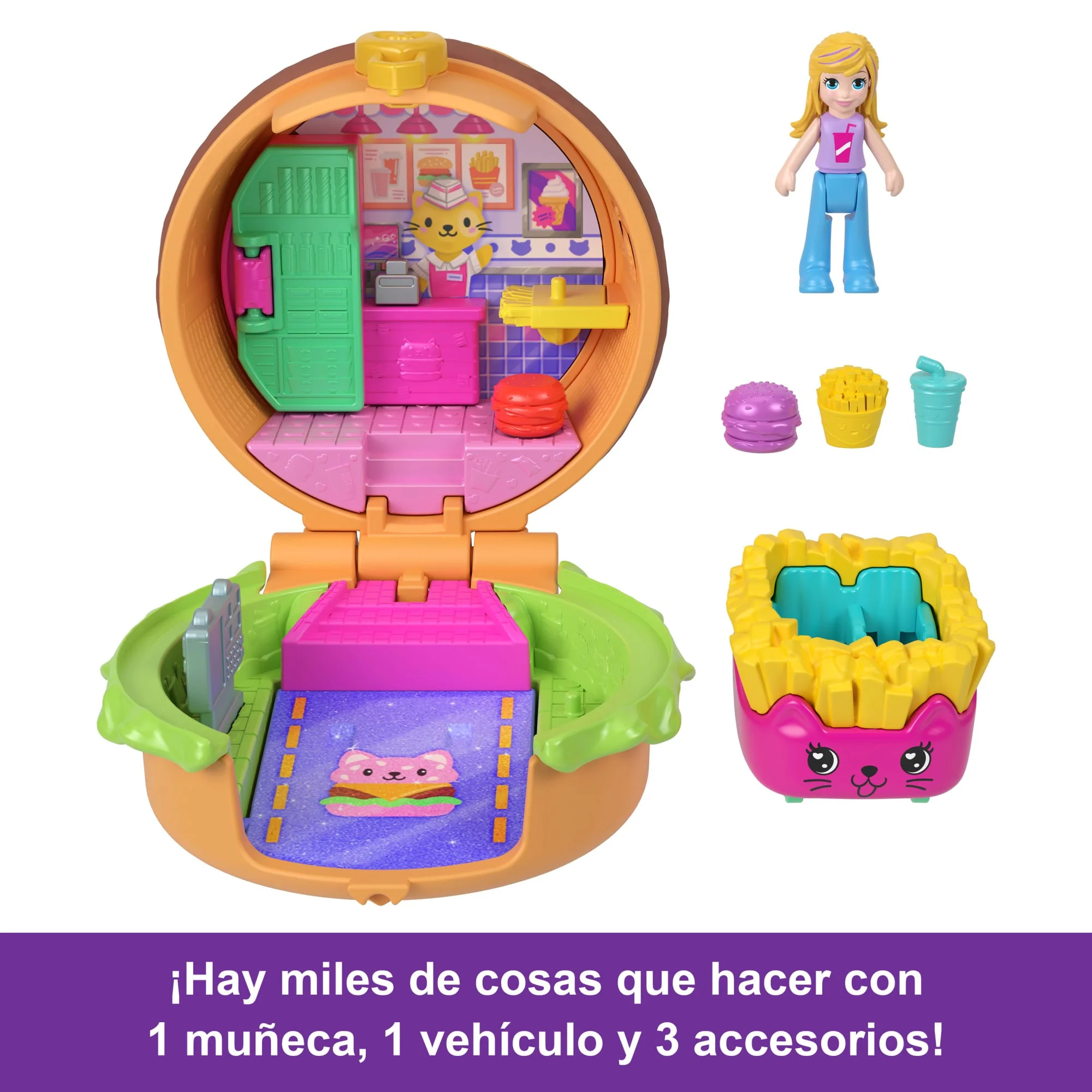 Surtido Tiny Take Out Reveal De Polly Pocket, Muñequitas Y Estuches Con Coches De Juguete, Colección De Vehículos Con Temática De Comida - Image 5