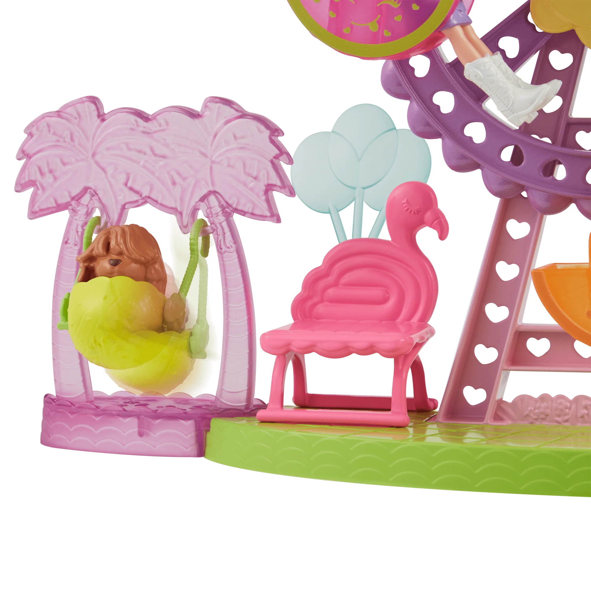 Polly Pocket Tropikal Eğlence Karnavalı Oyun Seti; 7 Cm Lila Bebek, 1 Adet Yavru Köpek, 10 Adet Aksesuar Ve Dönme Dolap - Image 3