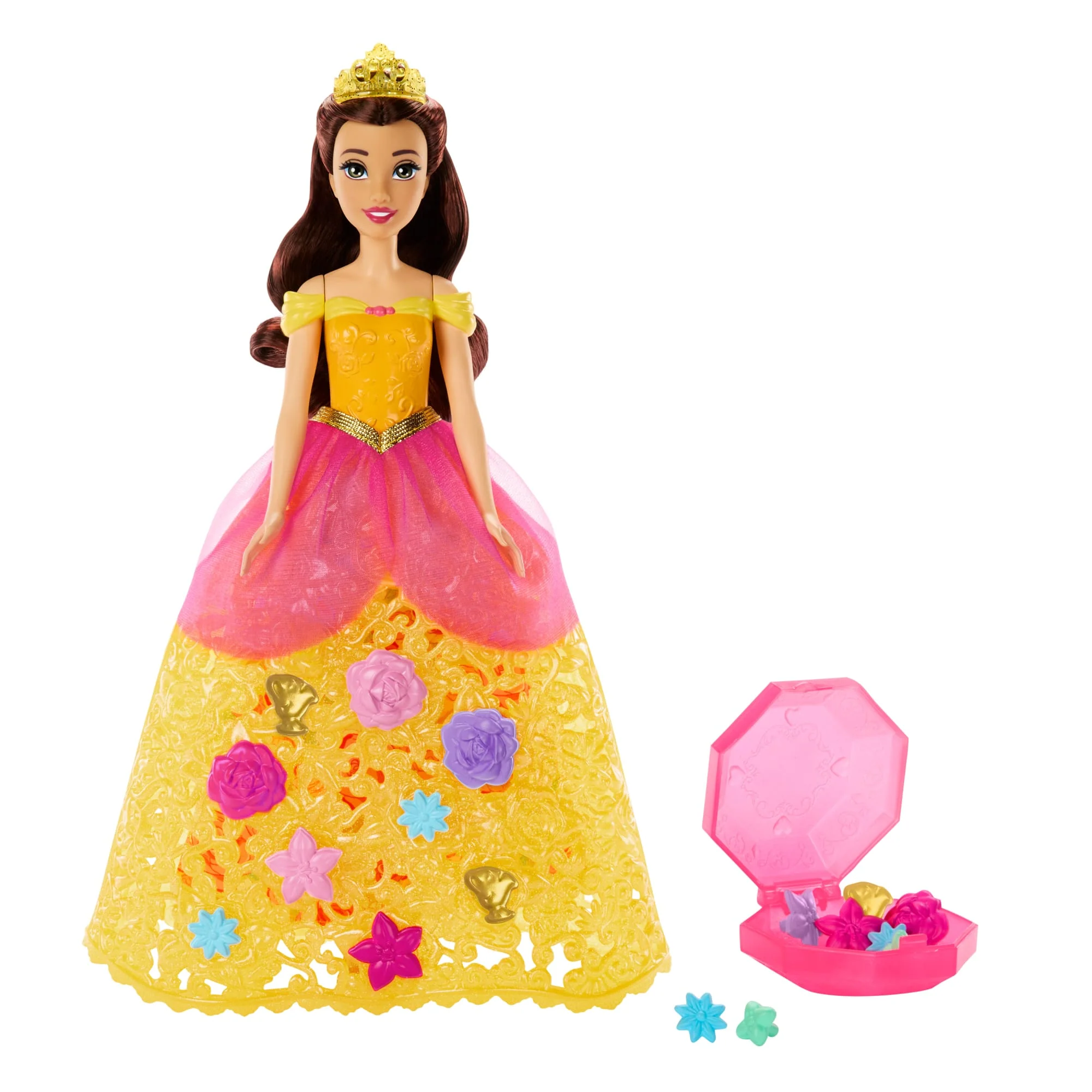 Disney Princesses - Poupée Belle Robe À Fleurs Avec 20 Breloques - Poupée - 3 Ans Et + - Image 2