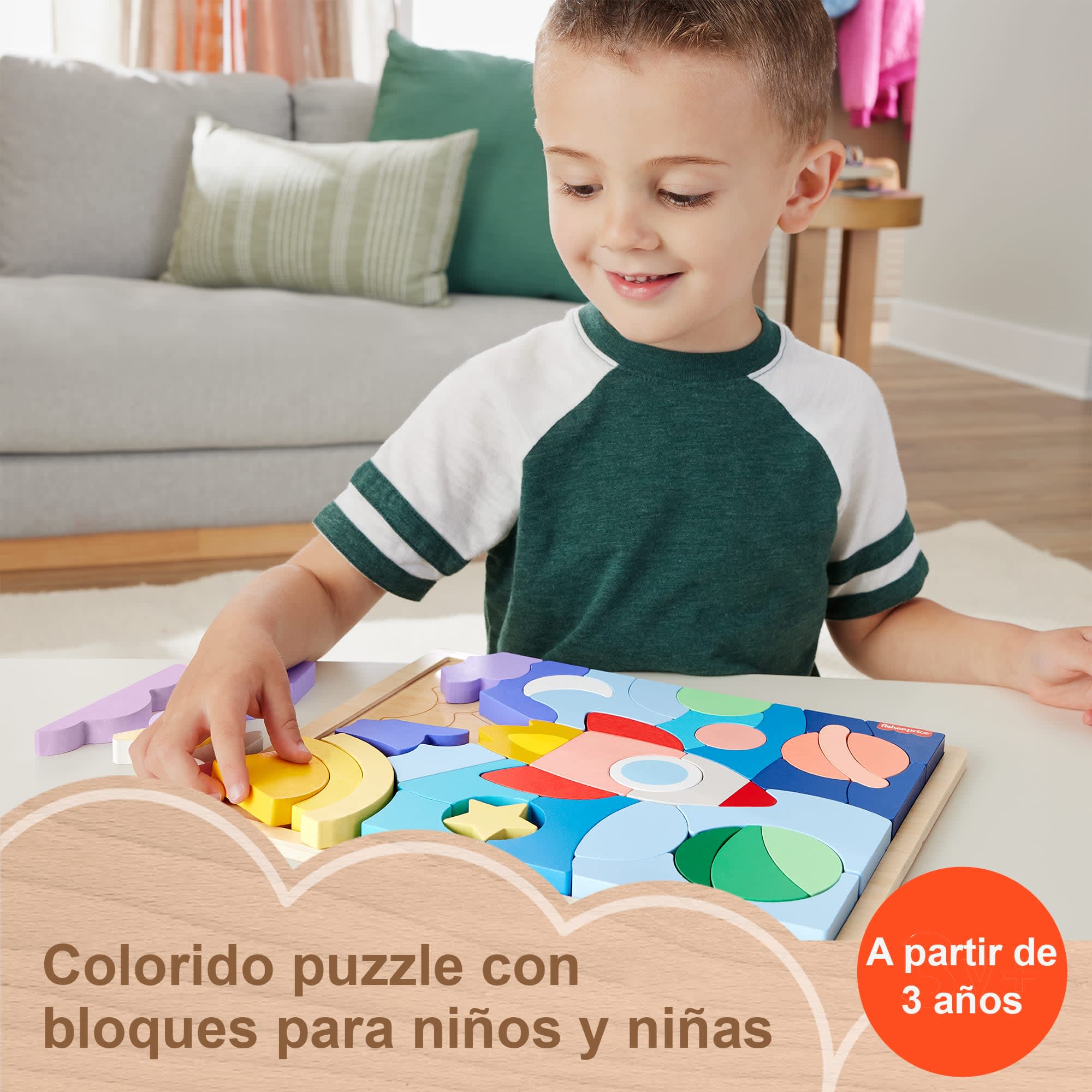 Puzle Con Bloques De Madera De Temática Espacial De Fisher-Price Para Niños Y Niñas De Preescolar, 42 Piezas De Madera - Image 2