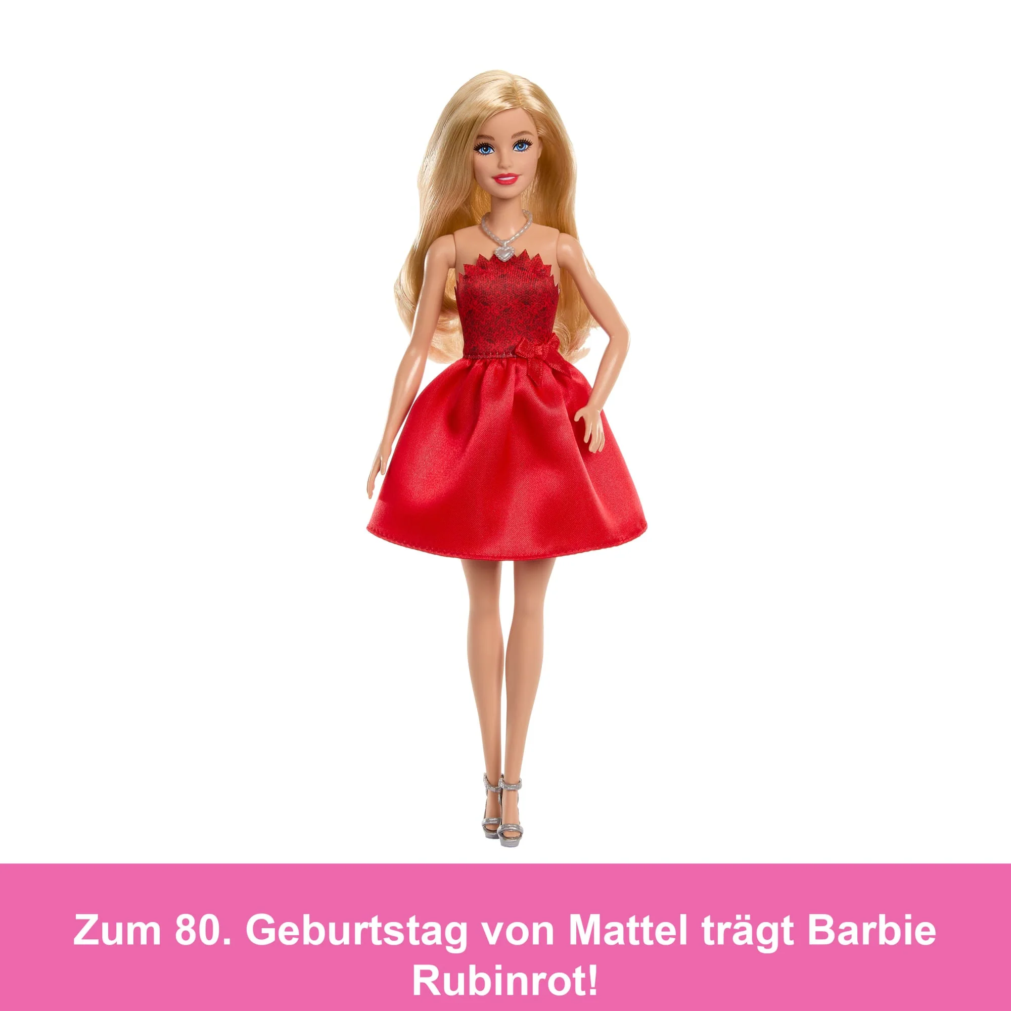 Rubinrote Barbie-Party-Modepuppe Zum 80. Jubiläum Von Mattel in Einem Roten Kleid Mit Zubehörteilen - Image 2