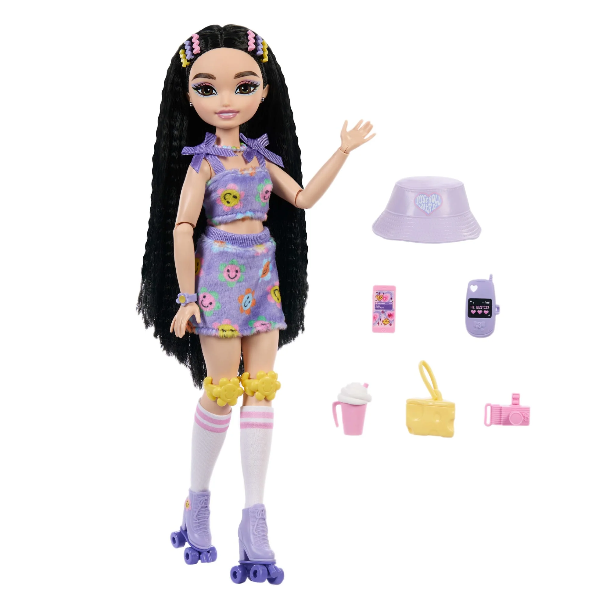 Rüya Arkadaşlar Patenci Barbie Renee Bebek Ile Video Ve Yemek Temalı 12 Aksesuar - Image 5